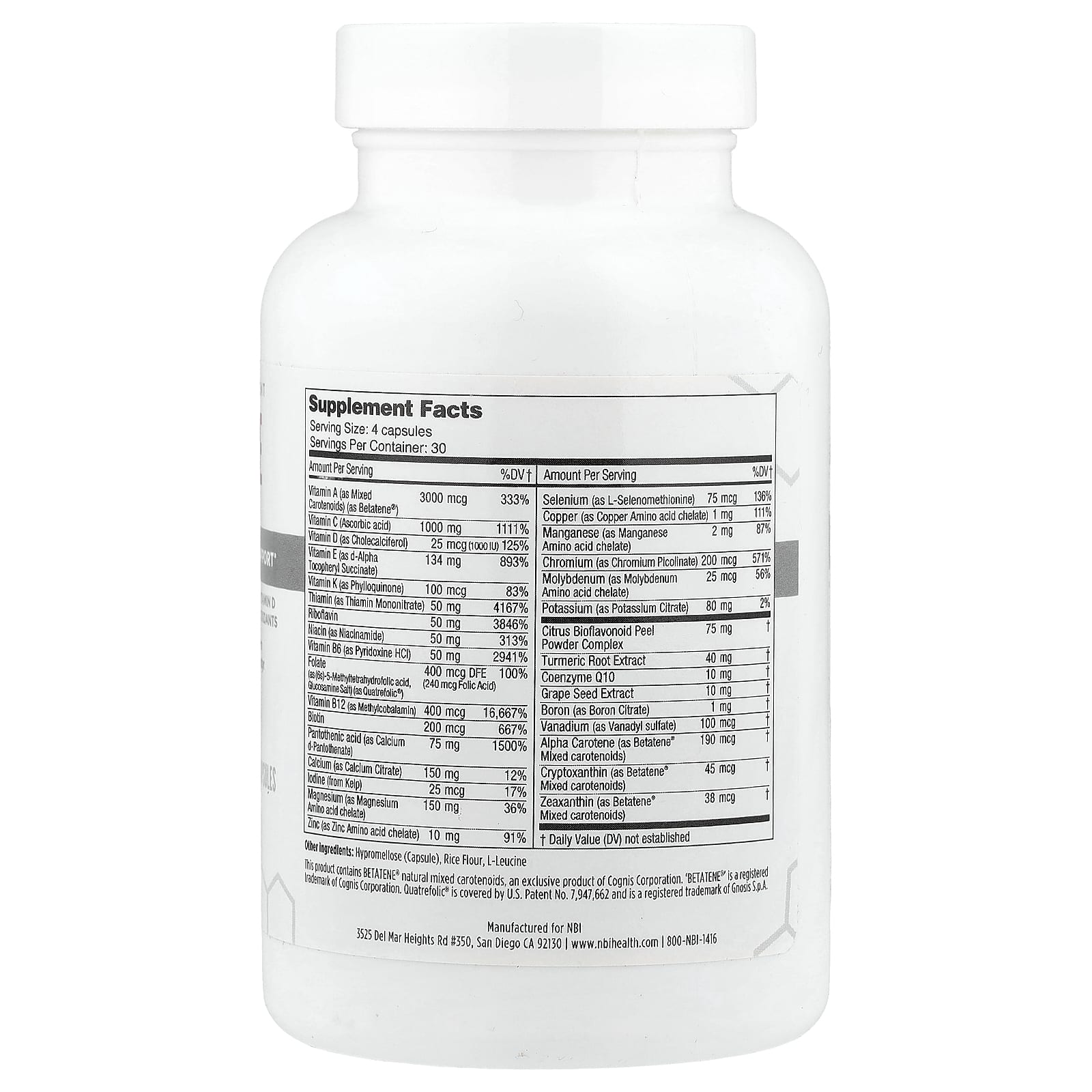 NBI Supreme Multivitamin – 120 gélules — photo 2 sur 2