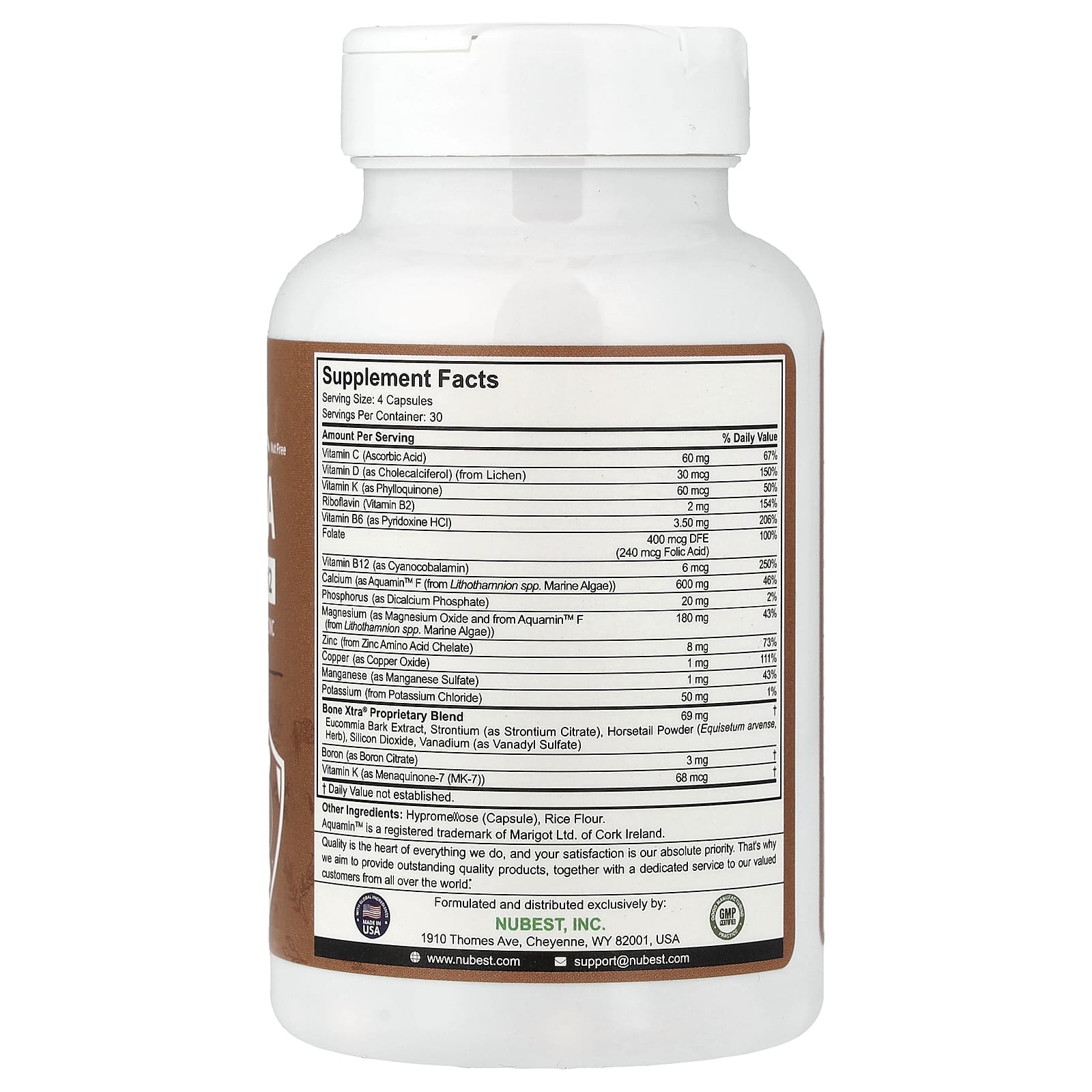 NuBest Bone Xtra, Plant Calcium – 120 gélules végétales — photo 2 sur 2