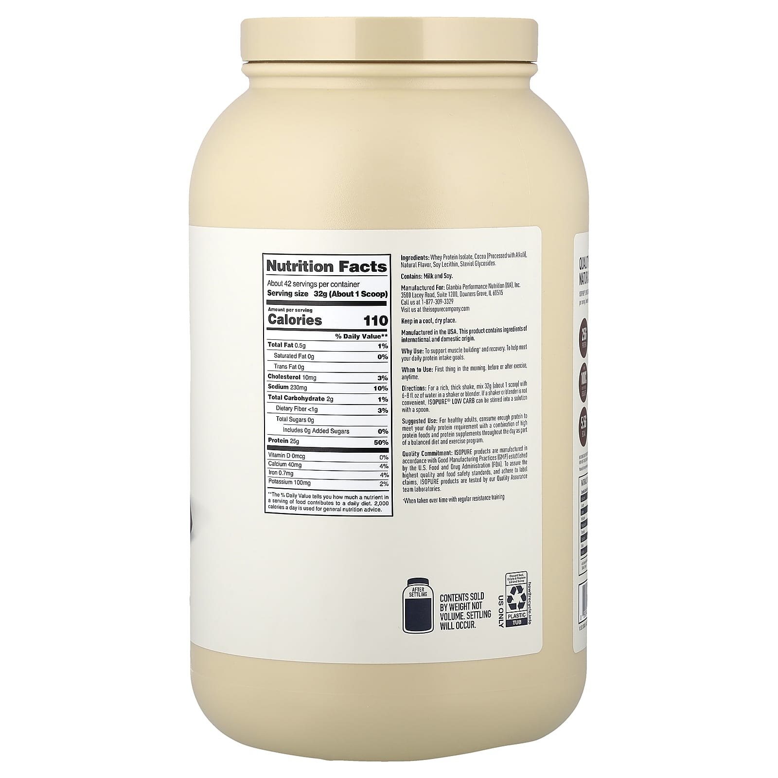 Isopure Low Carb Protein Powder – Chocolate – 1,36 kg — photo 2 sur 2