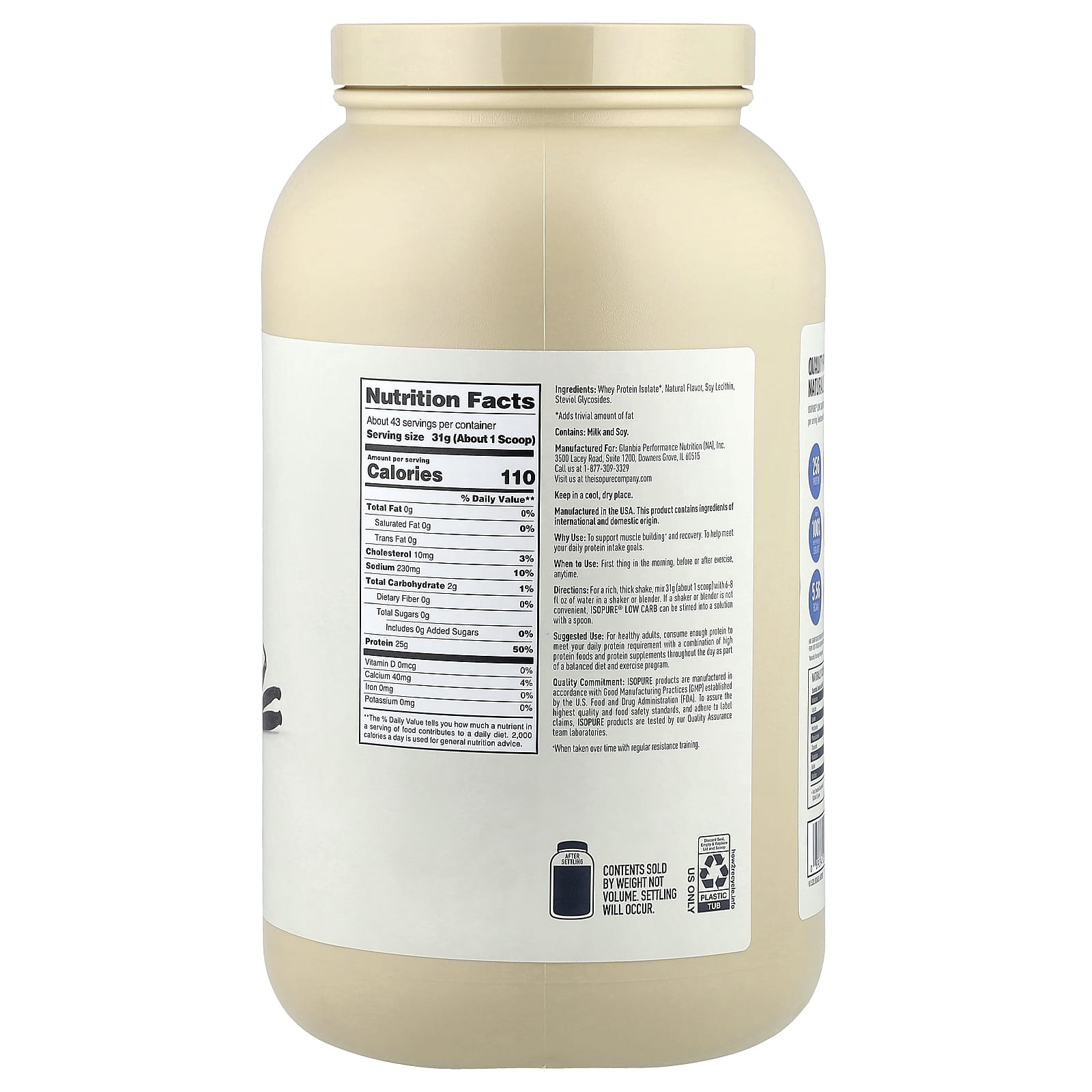 Isopure Low Carb Protein Powder – Vanilla Bean – 1,36 kg — photo 2 sur 2