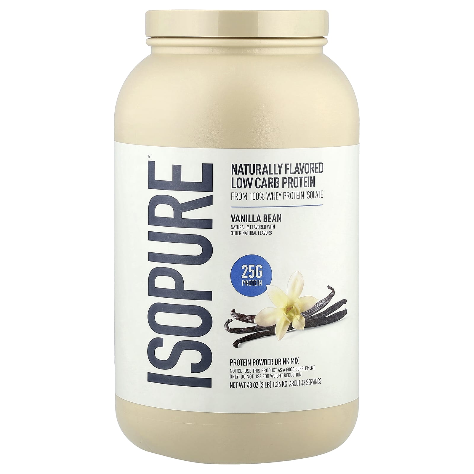 Isopure Low Carb Protein Powder – Vanilla Bean – 1,36 kg — Tunisie