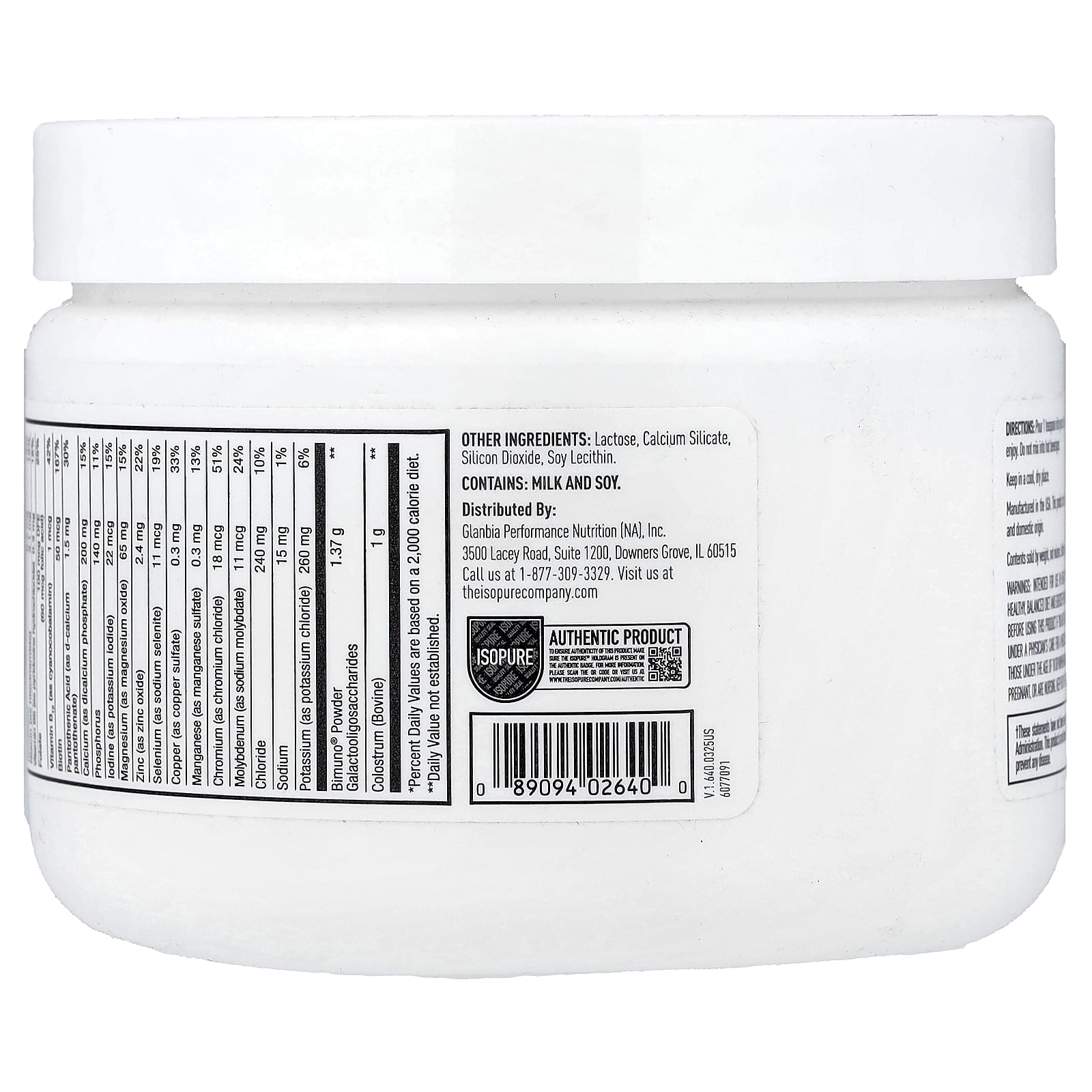 Isopure Colostrum+ – Sans arôme – 150 g — étiquette 1