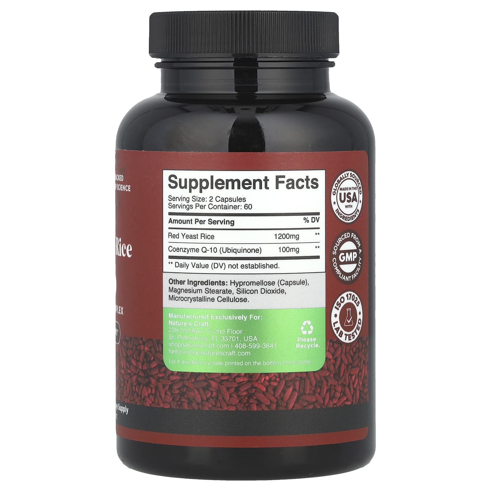 Nature's Craft Red Yeast Rice + CoQ10 – 120 gélules — photo 2 sur 2