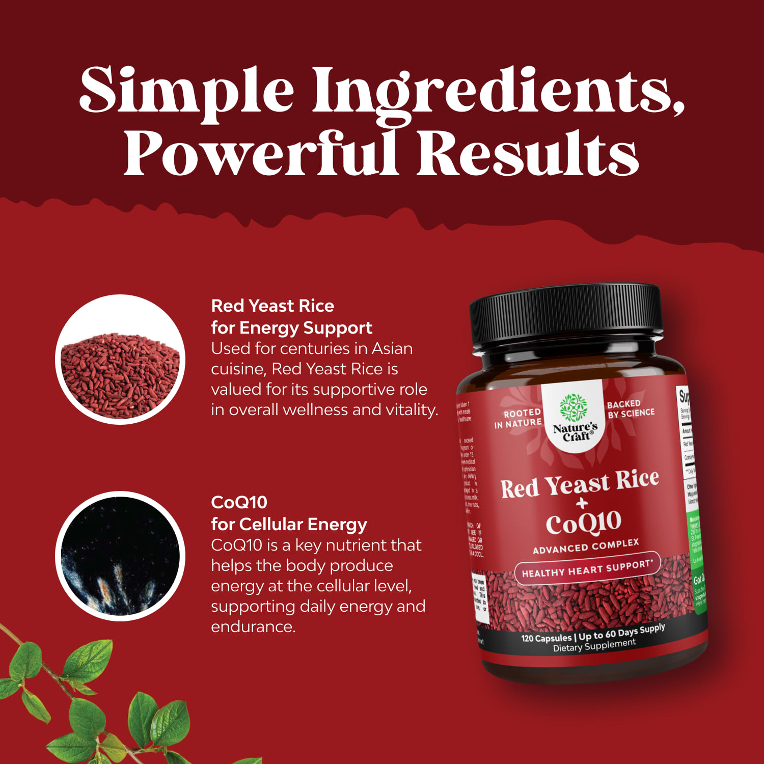 Nature's Craft Red Yeast Rice + CoQ10 – 120 gélules — étiquette 2