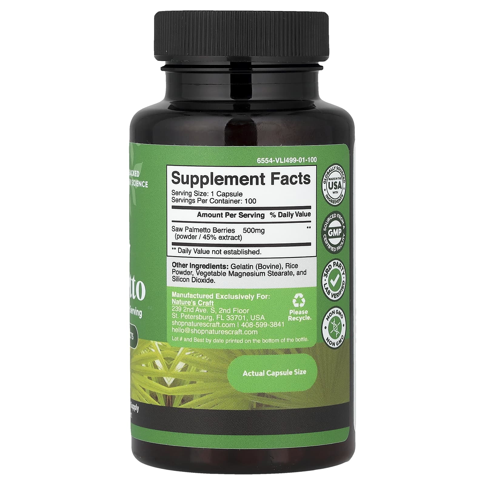 Nature's Craft Saw Palmetto – 100 gélules — photo 2 sur 2