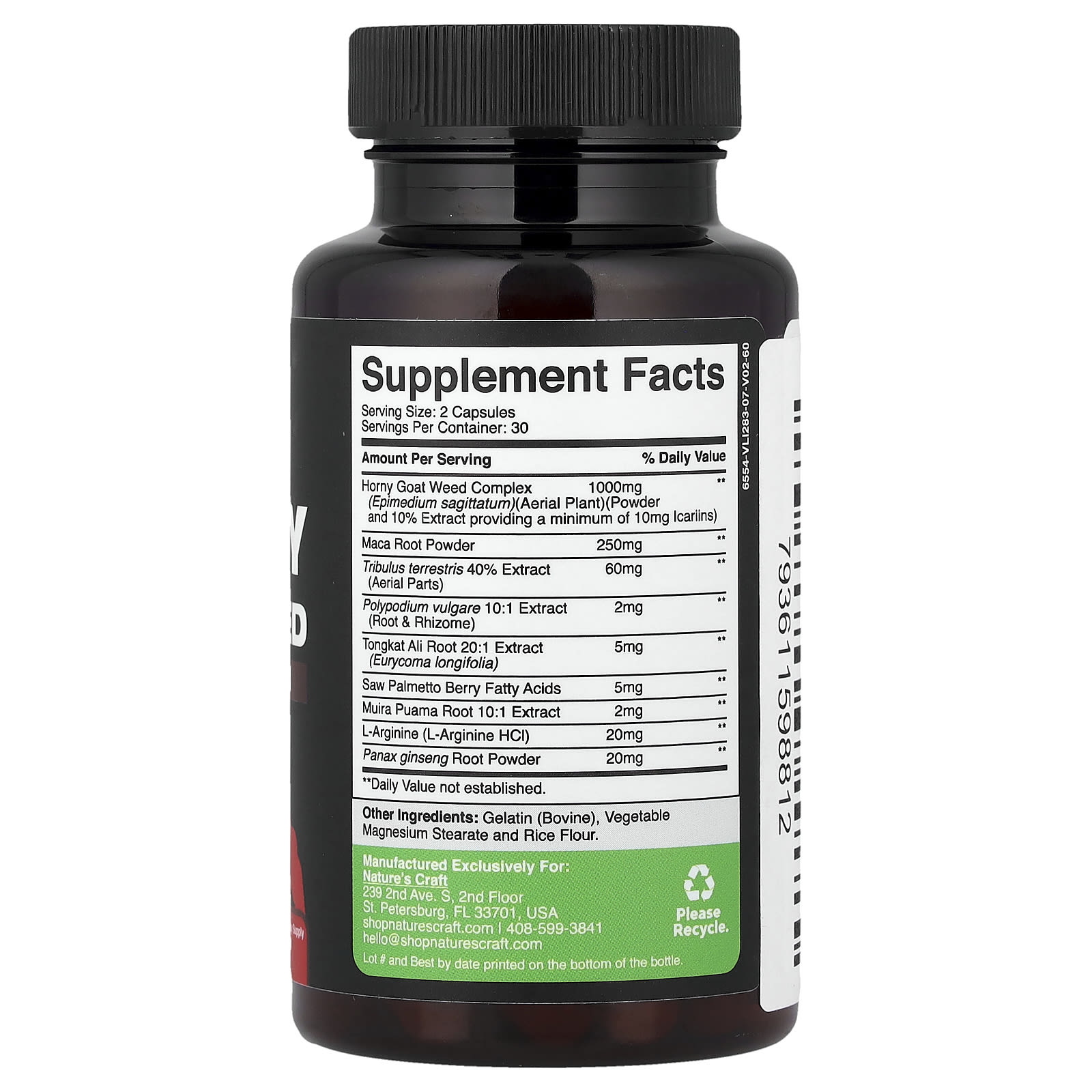 Nature's Craft Horny Goat Weed, Xxtra Strength Herbal Complex – 60 gélules — photo 2 sur 2