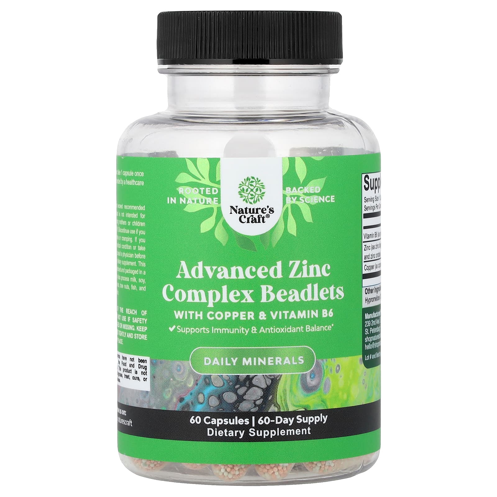 Nature's Craft Advanced Zinc Complex Beadlets with Copper & Vitamin B6 – 60 gélules — Tunisie