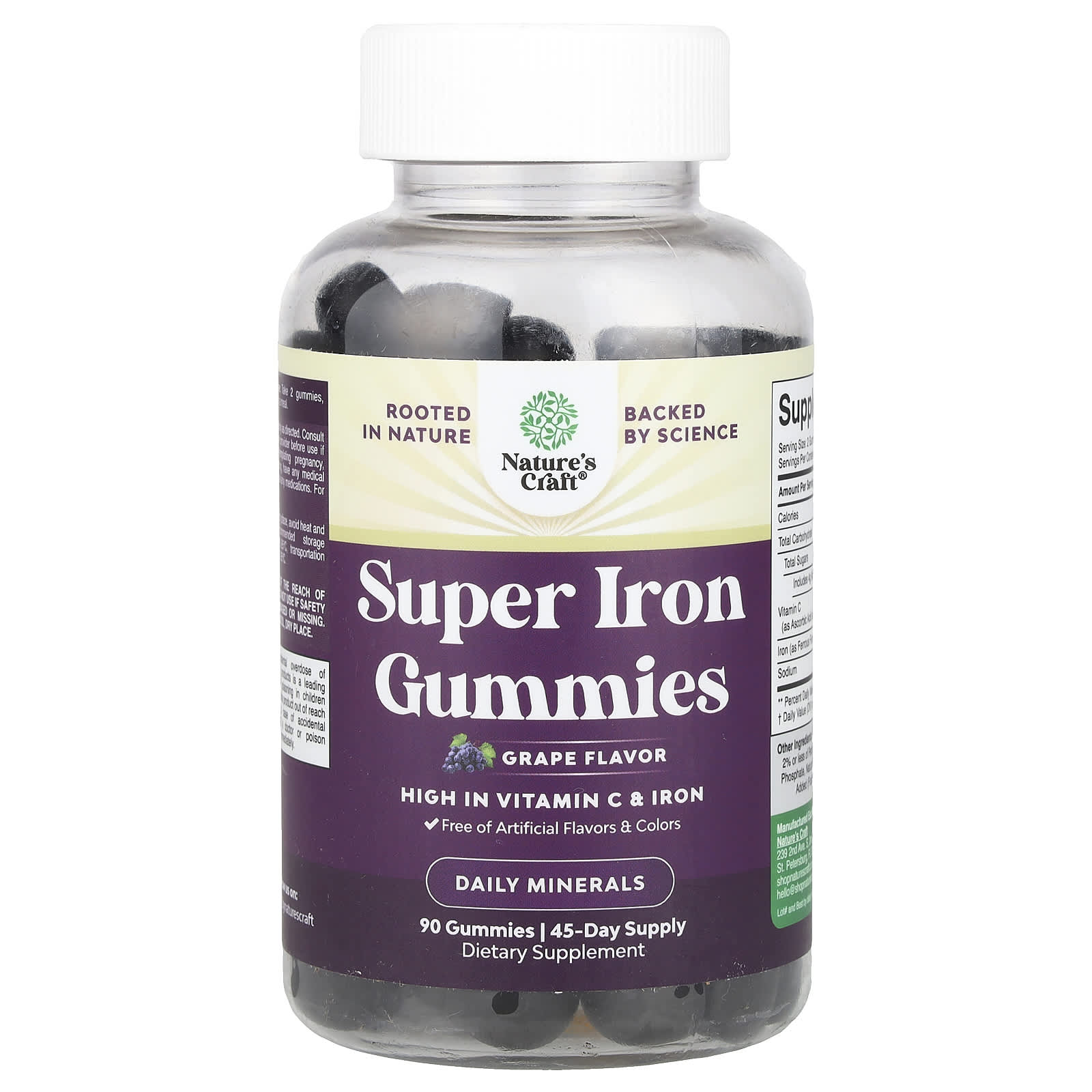 Nature's Craft Super Iron Gummies – Grape – 90 gommes — Tunisie
