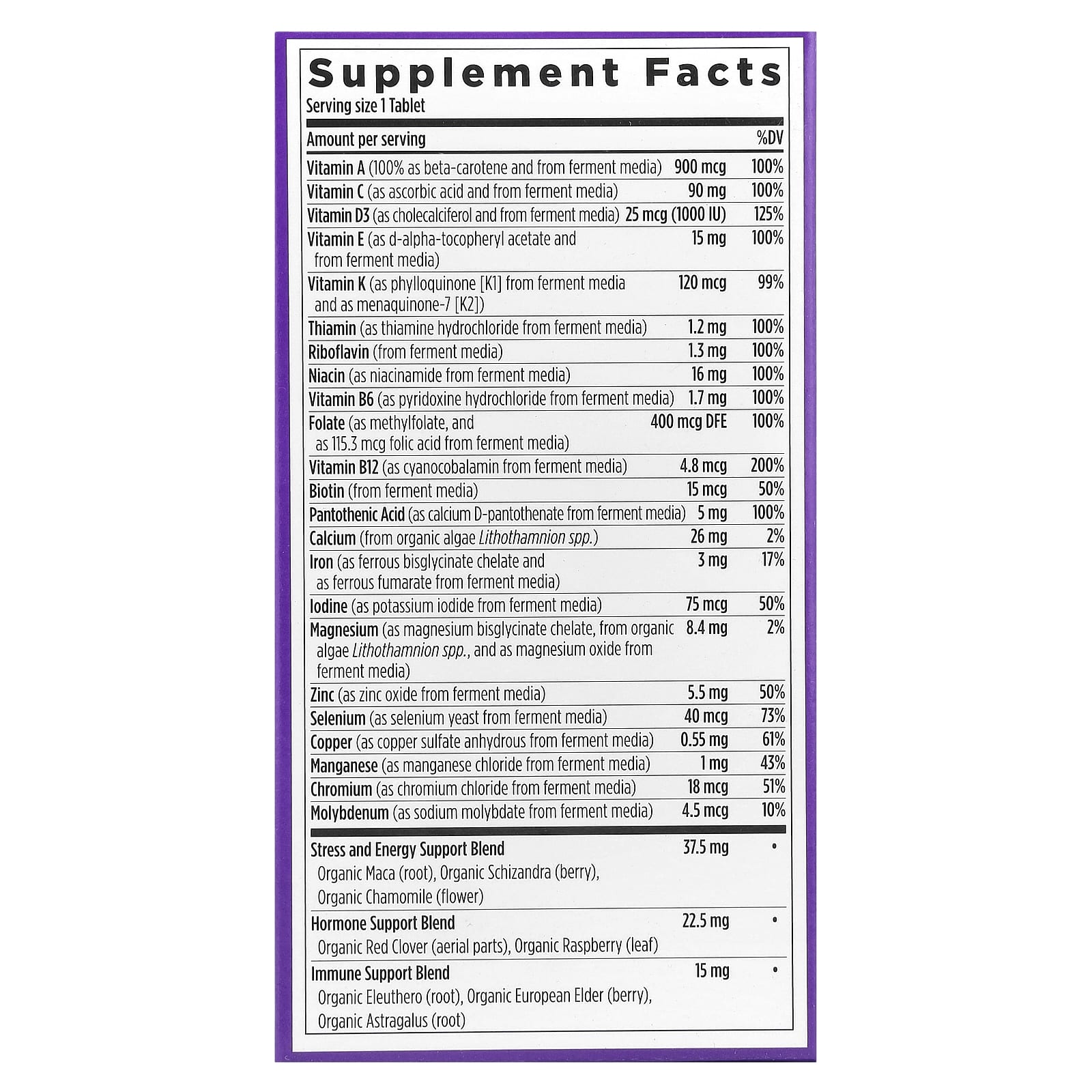 New Chapter One Daily Every Woman's Multivitamin, 72 Vegetarian Tablets — photo 2 sur 2