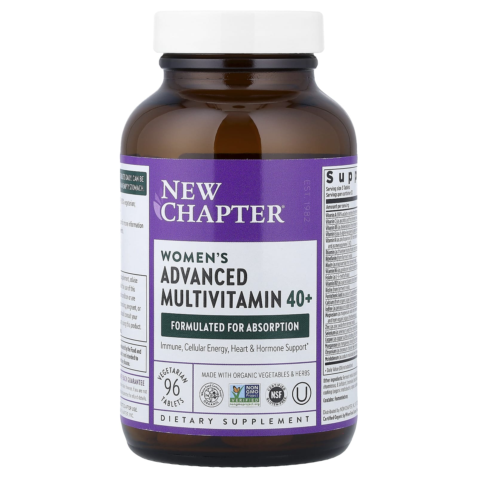 New Chapter Women's Advanced Multivitamin 40+, 96 Vegetarian Tablets — étiquette 2