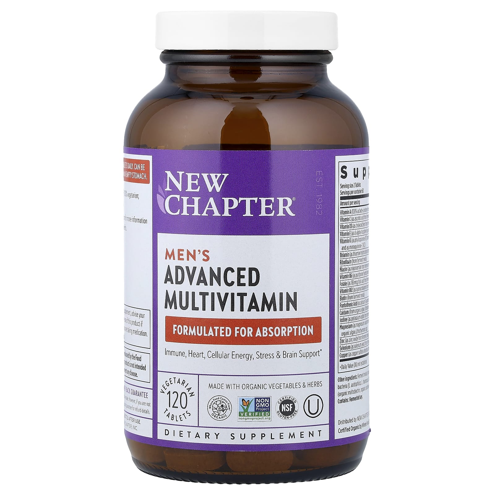 New Chapter Men's Advanced Multivitamin, 120 Vegetarian Tablets — étiquette 2