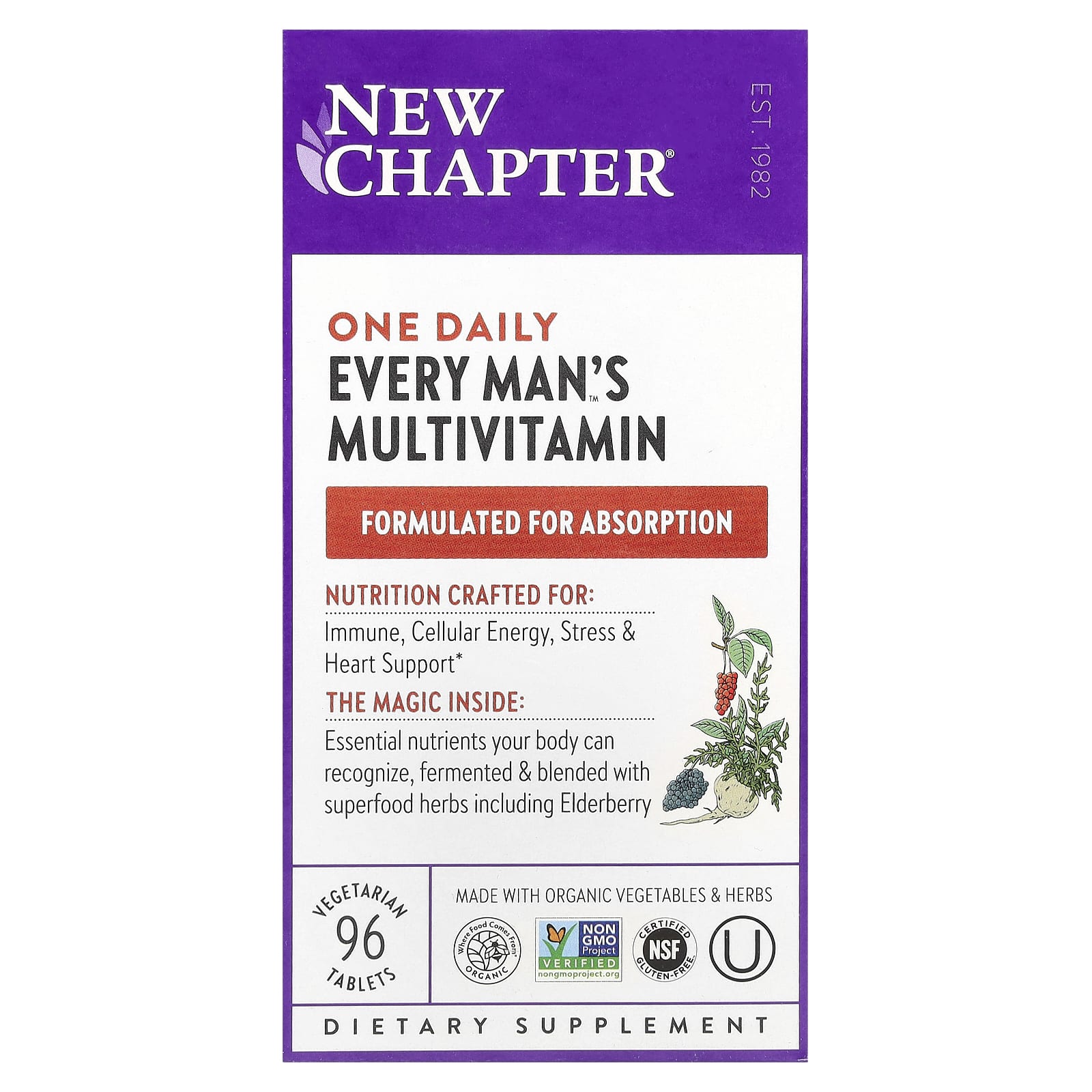 New Chapter One Daily Every Man's Multivitamin, 96 Vegetarian Tablets — Tunisie
