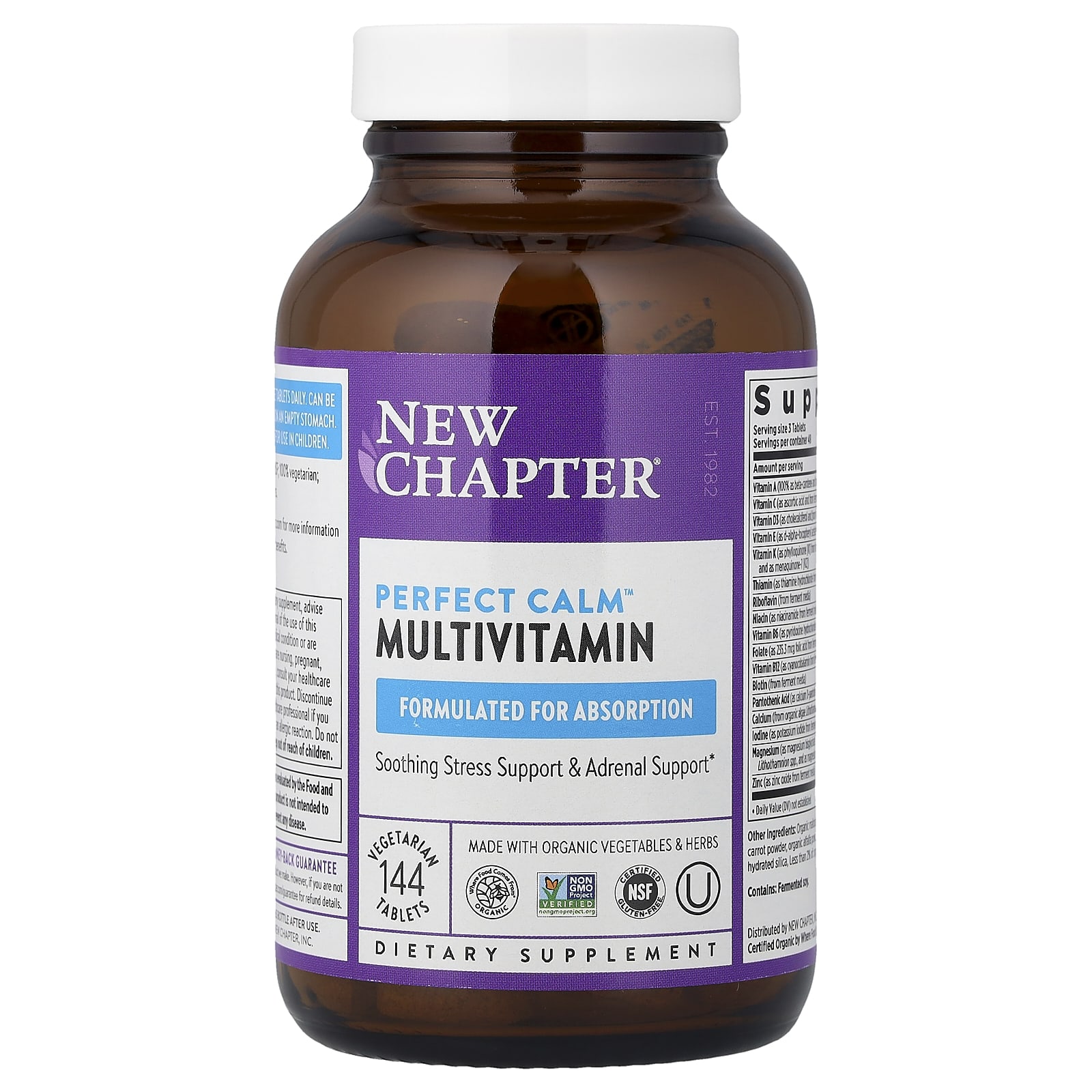 New Chapter Perfect Calm Multivitamin, 144 Vegetarian Tablets — étiquette 2