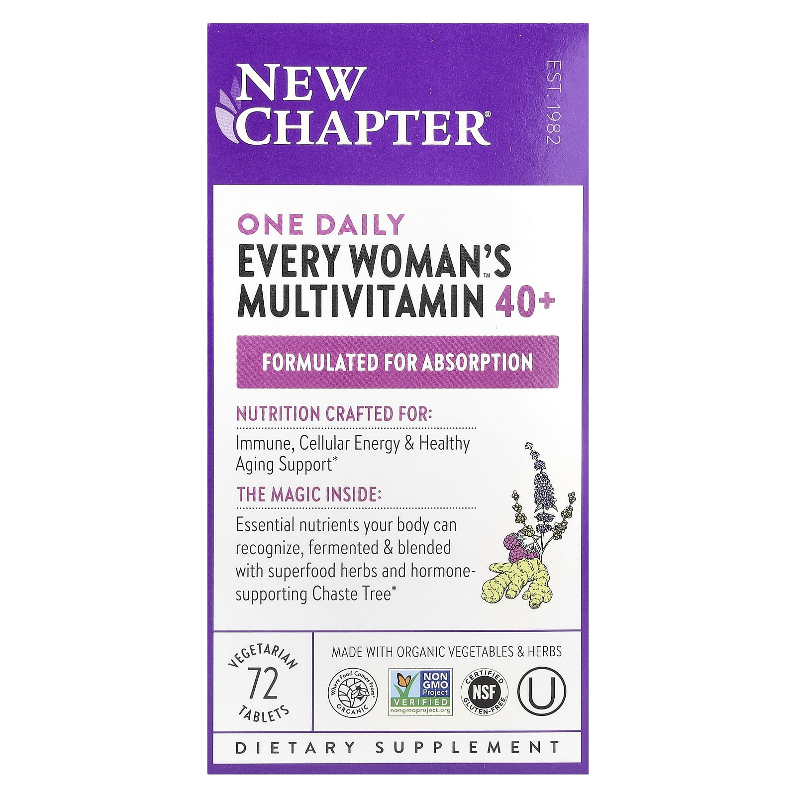 New Chapter One Daily Every Woman's Multivitamin 40+, 72 Vegetarian Tablets — Tunisie