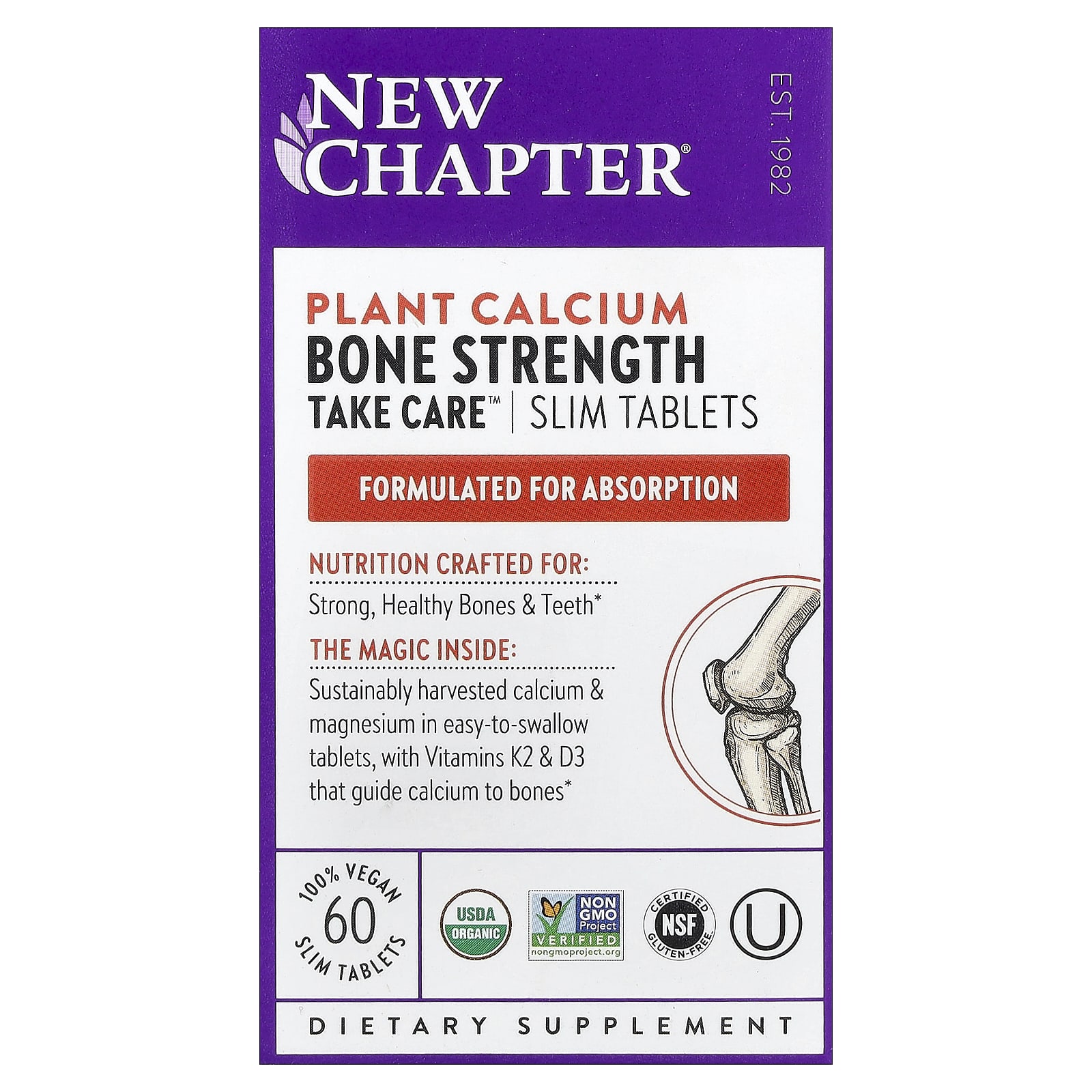 New Chapter Plant Calcium, Bone Strength Take Care, 60 Vegan Slim Tablets — Tunisie