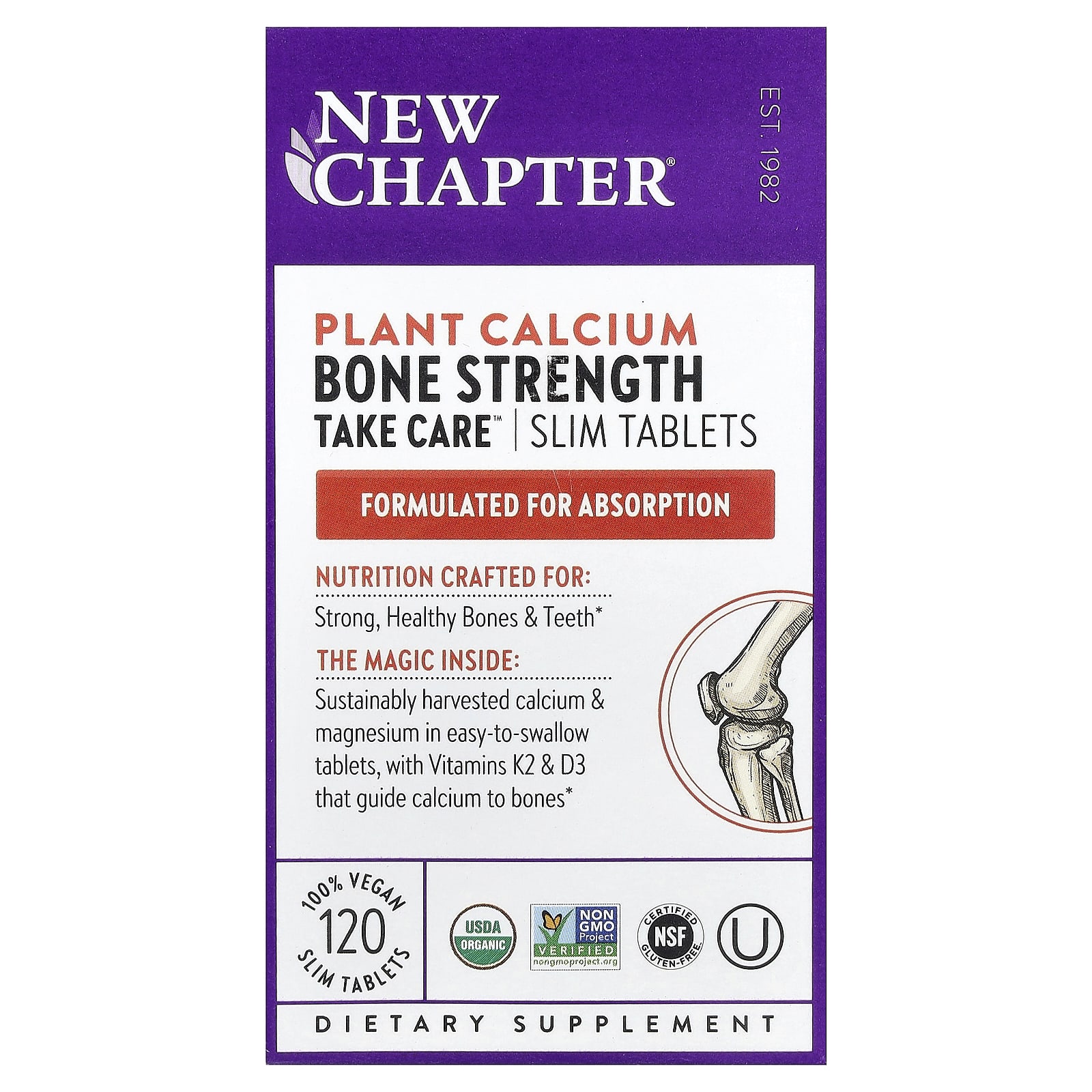 New Chapter Plant Calcium, Bone Strength Take Care, 120 Vegan Slim Tablets — Tunisie