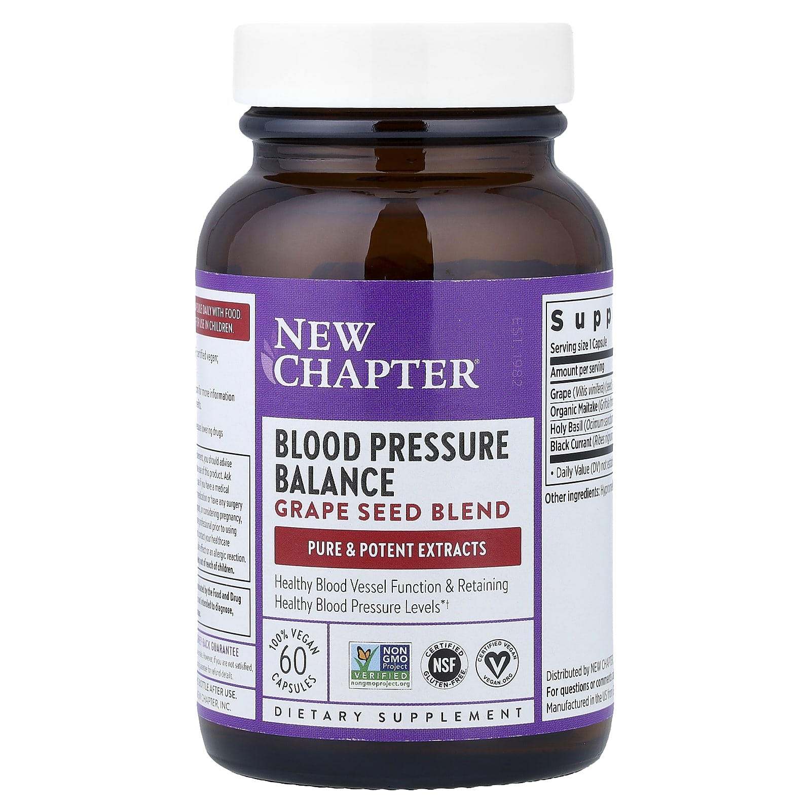 New Chapter Blood Pressure Balance – Grape Seed Blend – 60 gélules véganes — étiquette 1