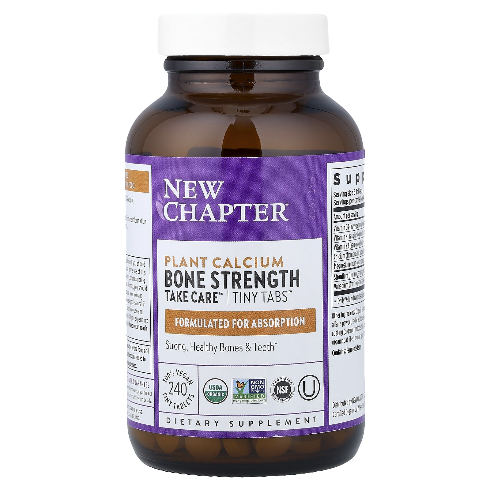 New Chapter Plant Calcium, Bone Strength Take Care, 240 Vegan Tiny Tablets — étiquette 1