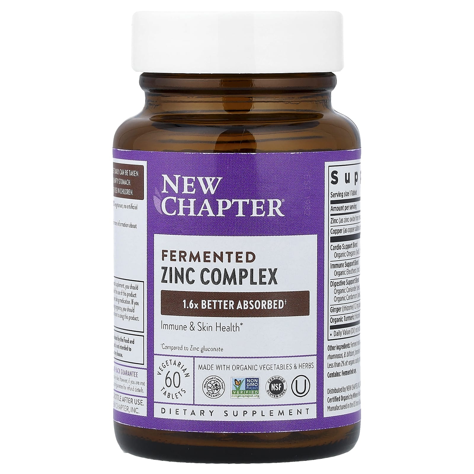 New Chapter Fermented Zinc Complex, 60 Vegetarian Tablets — étiquette 1
