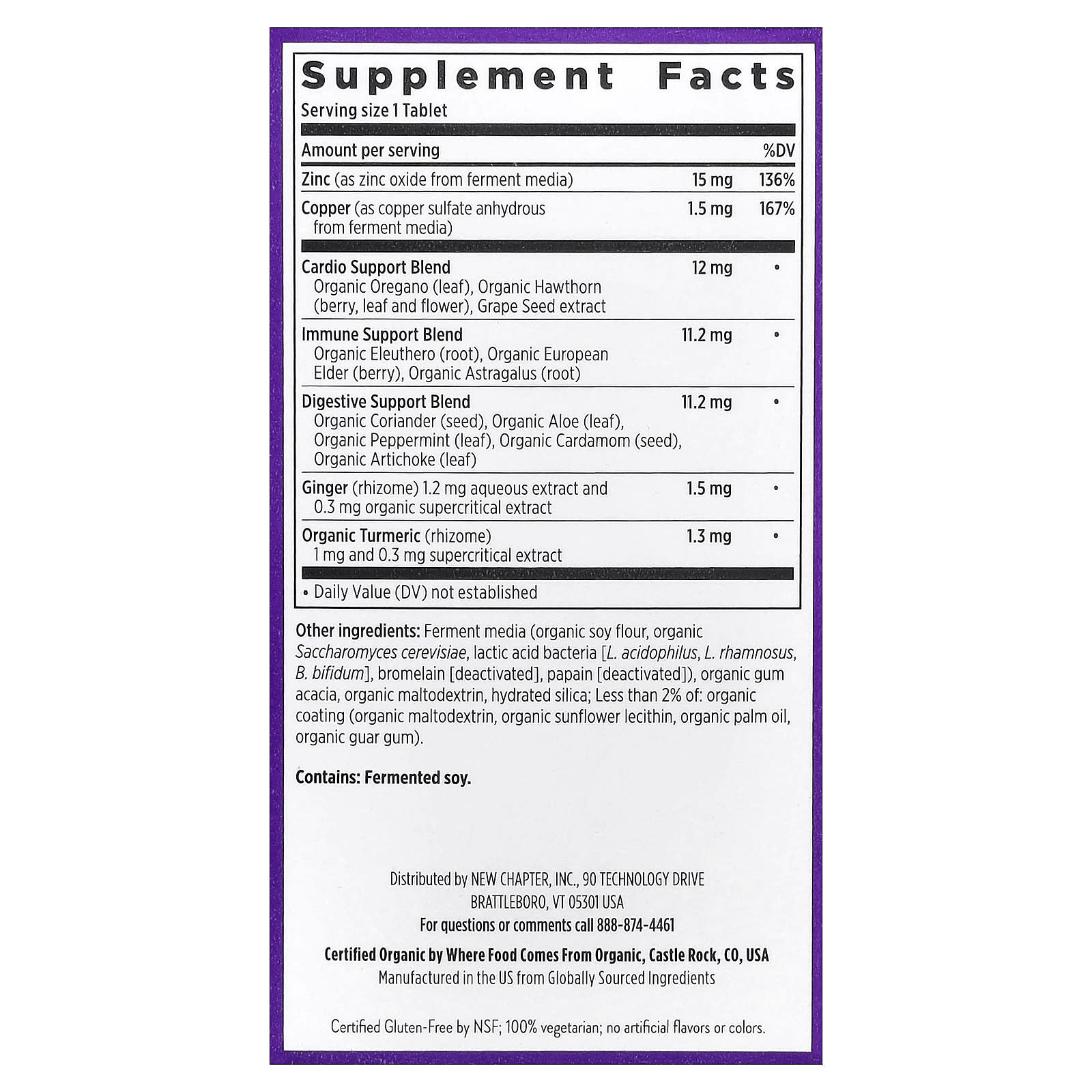 New Chapter Fermented Zinc Complex, 60 Vegetarian Tablets — photo 2 sur 2