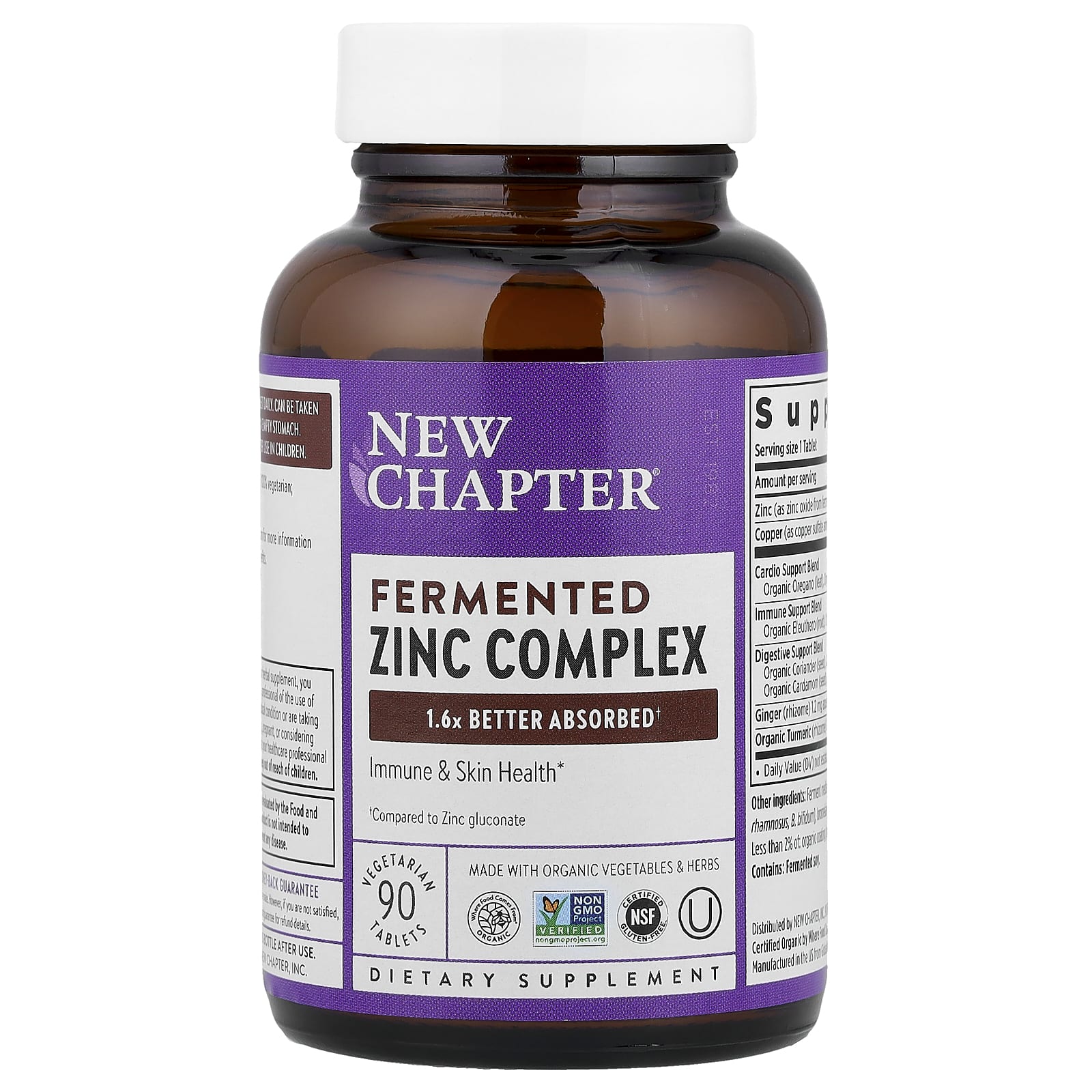 New Chapter Fermented Zinc Complex, 90 Vegetarian Tablets — étiquette 1