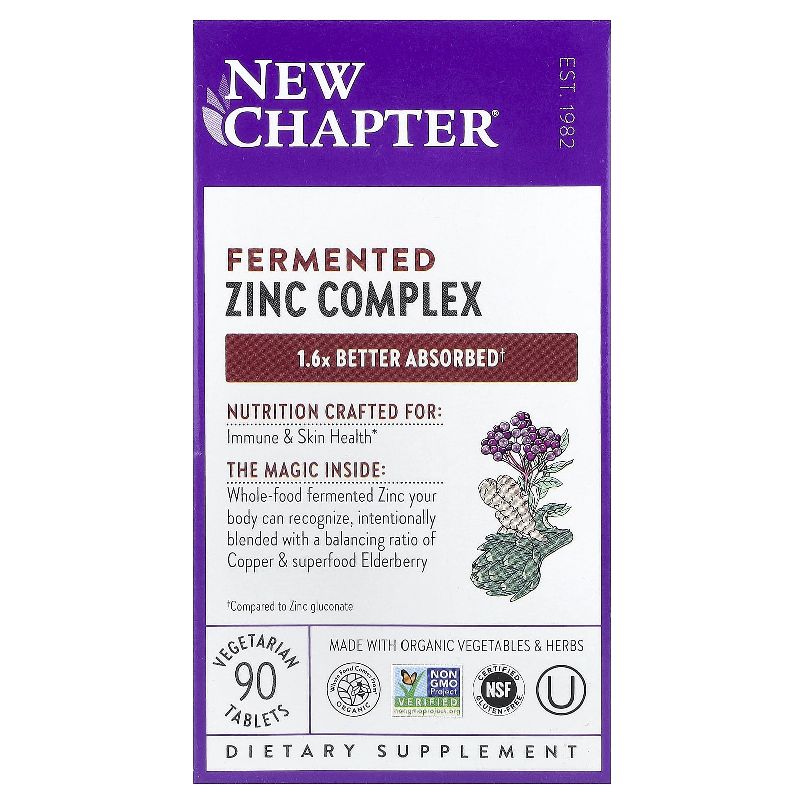 New Chapter Fermented Zinc Complex, 90 Vegetarian Tablets — Tunisie