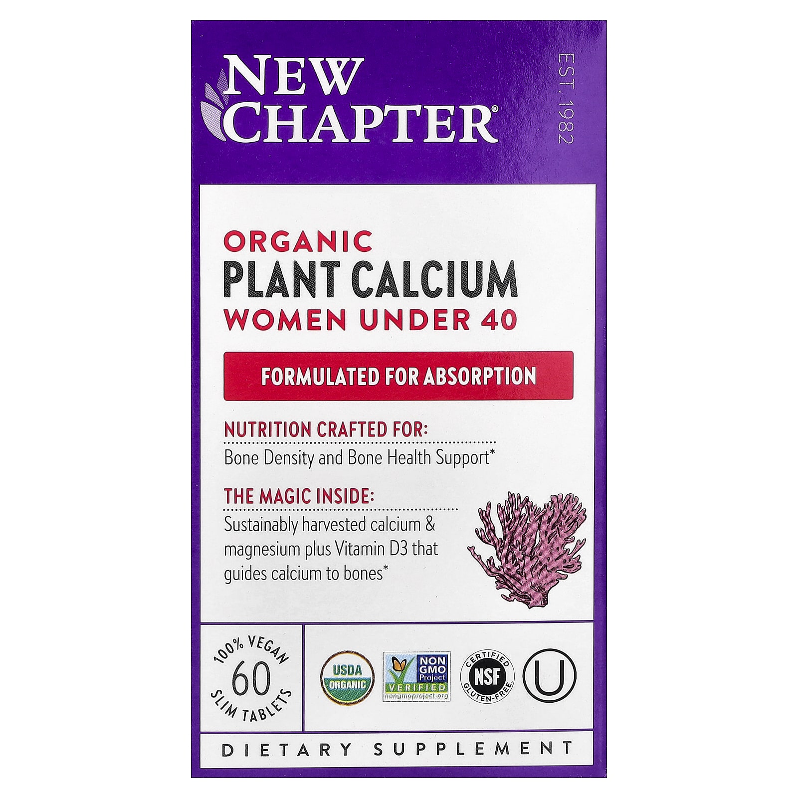 New Chapter Organic Plant Calcium, Women Under 40, 60 Vegan Slim Tablets — Tunisie