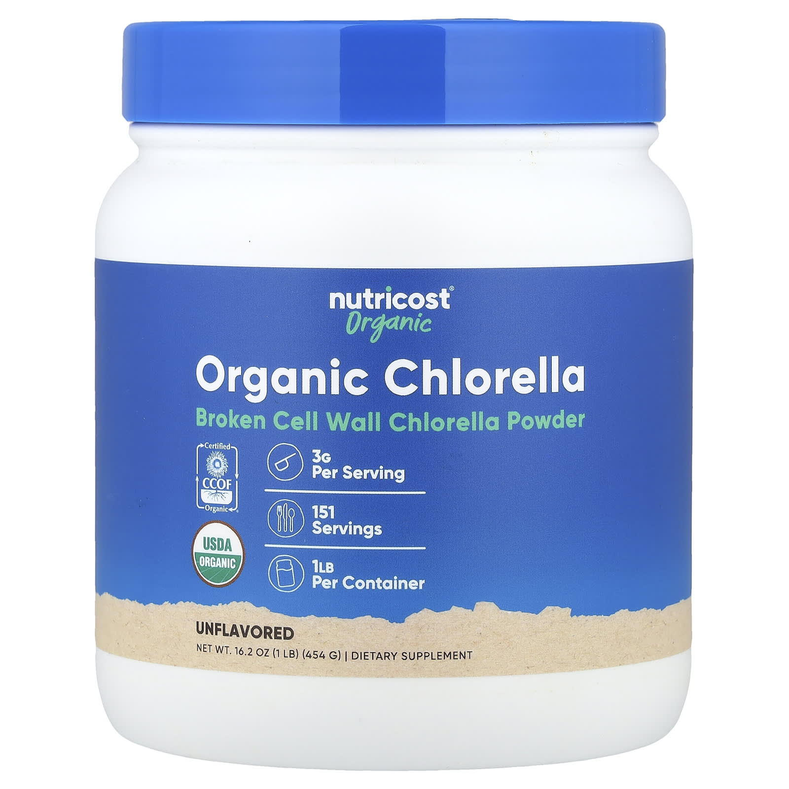 Nutricost Organic Chlorella Powder – Sans arôme – 454 g — Tunisie