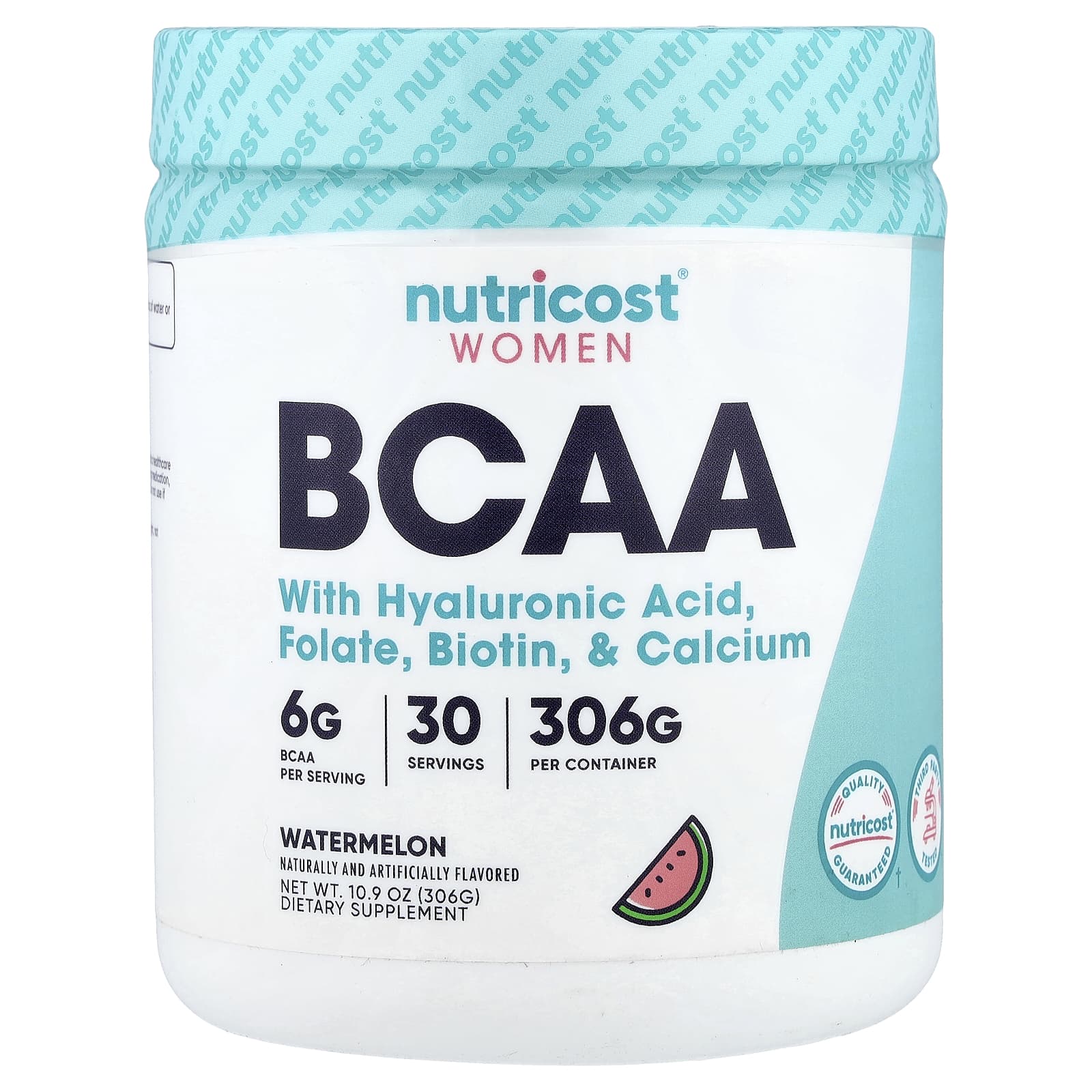 Nutricost Women, BCAA With Hyaluronic Acid, Folate, Biotin, & Calcium – Watermelon – 306 g — Tunisie