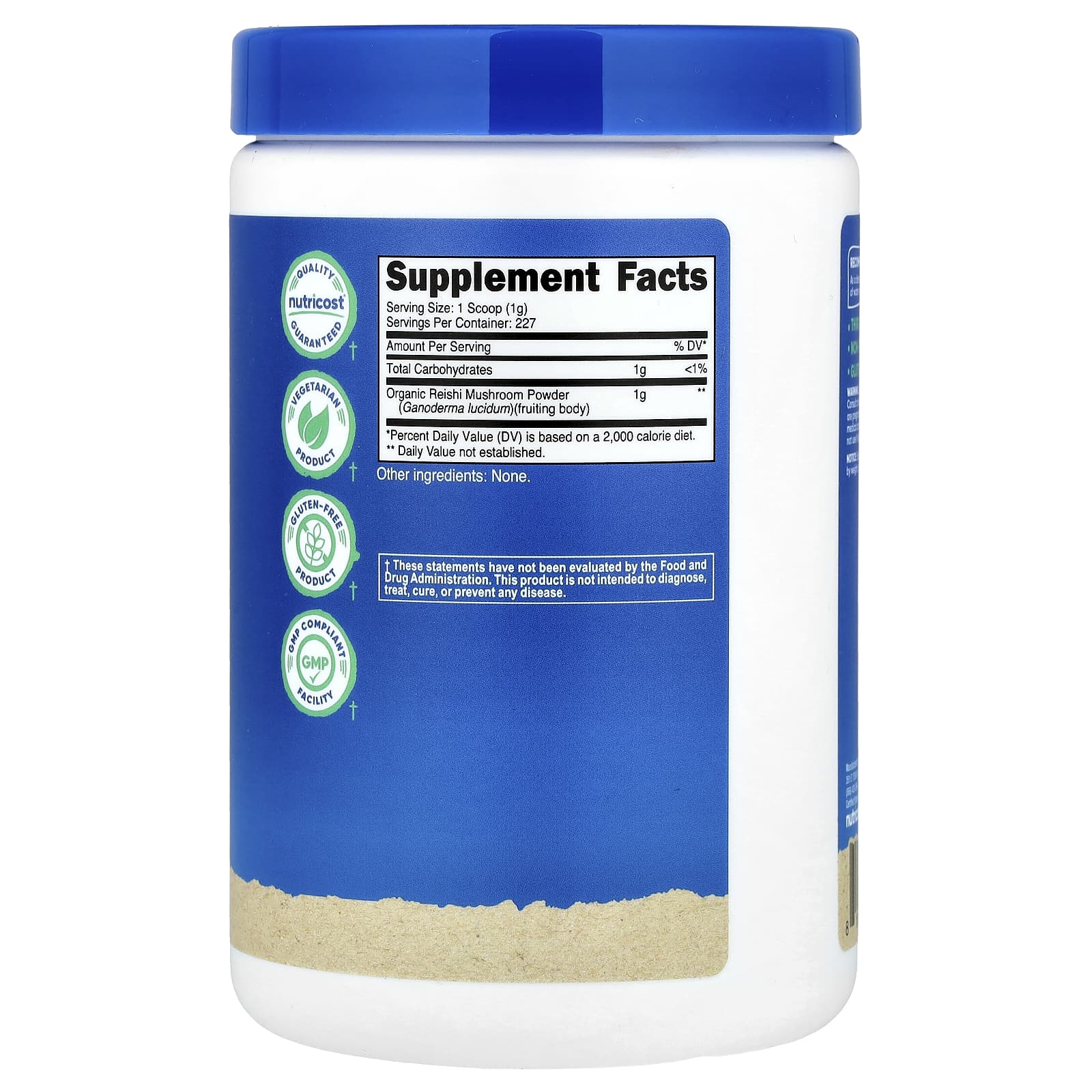 Nutricost Organic Reishi Mushroom – Sans arôme – 227 g — photo 2 sur 2