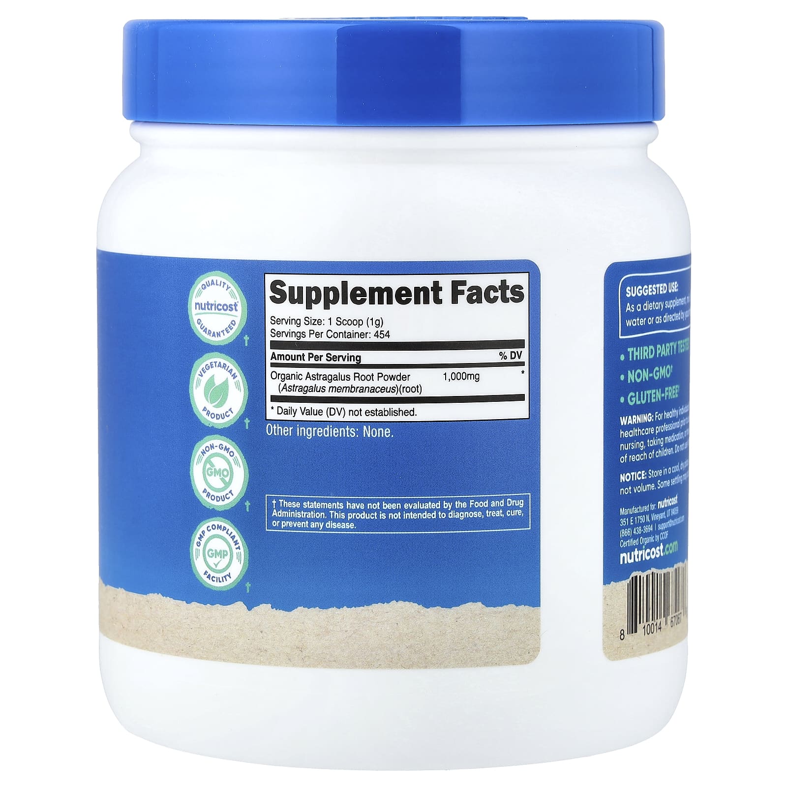 Nutricost Organic Astragalus Root Powder – Sans arôme – 454 g — photo 2 sur 2