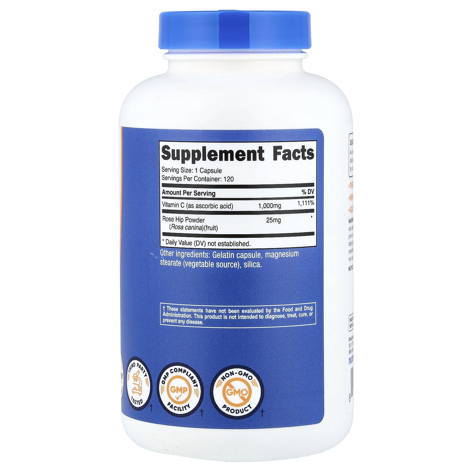 Nutricost Vitamin C with Rose Hips – 120 gélules — photo 2 sur 2