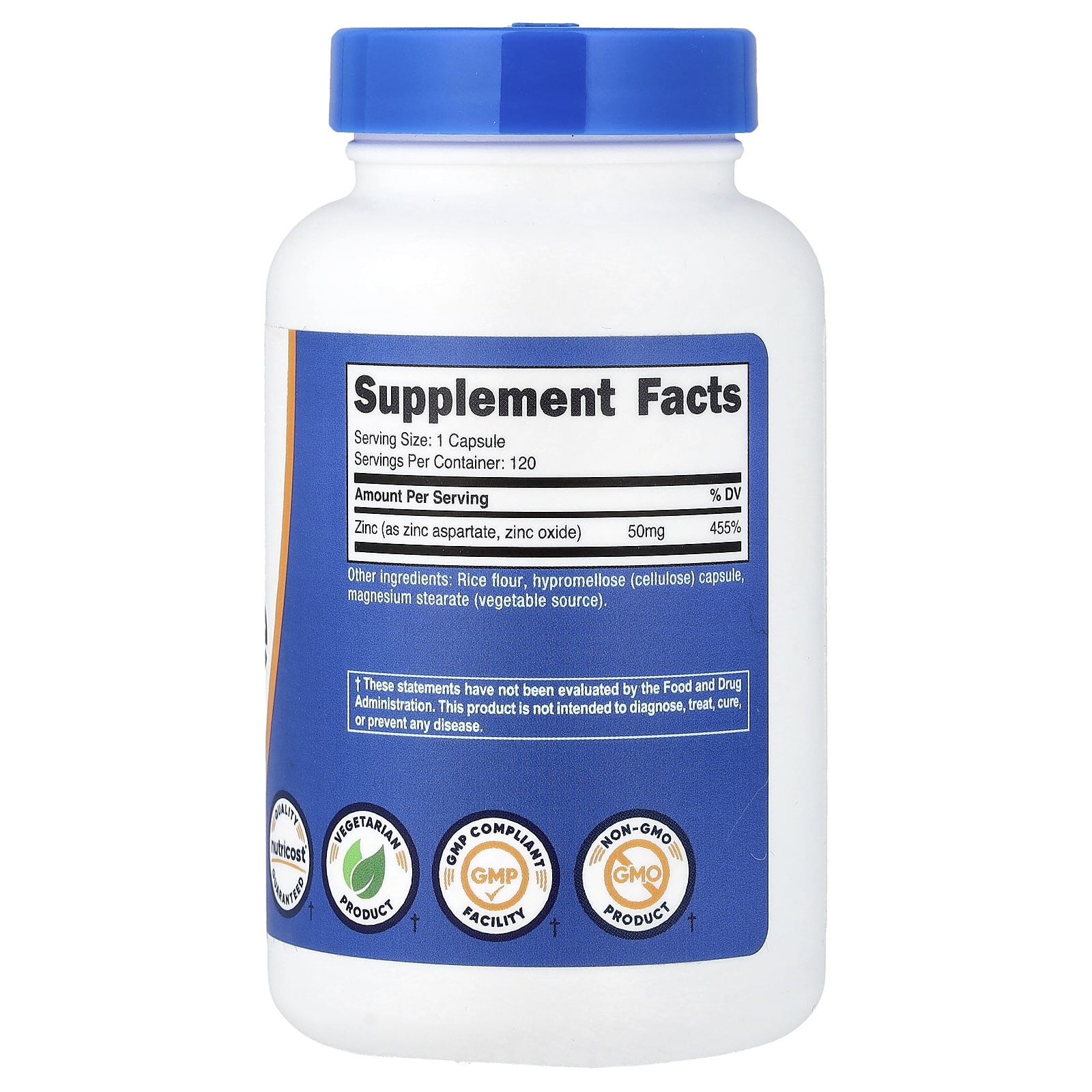 Nutricost Zinc Chelate – 120 gélules — photo 2 sur 2