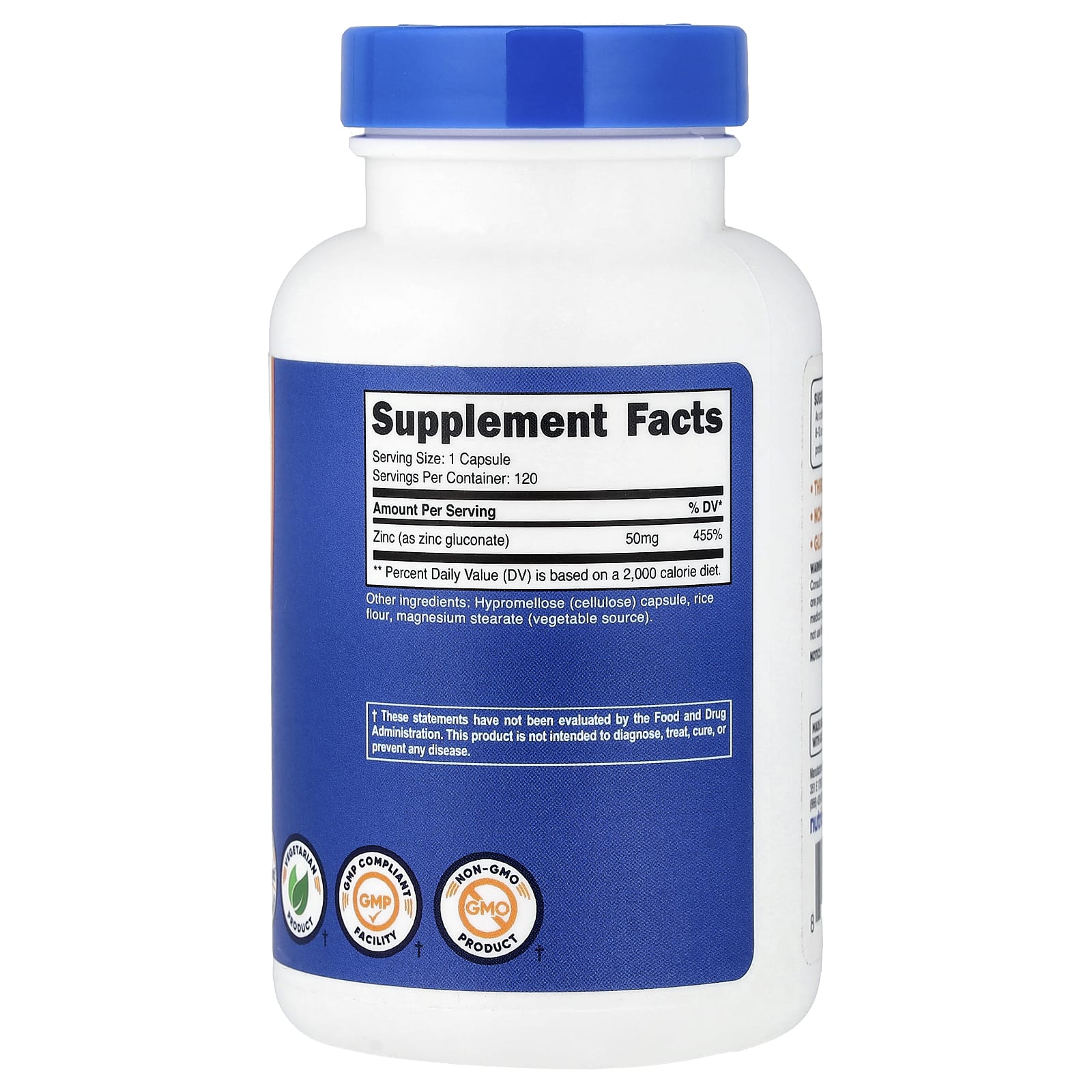 Nutricost Zinc Gluconate – 120 gélules — photo 2 sur 2