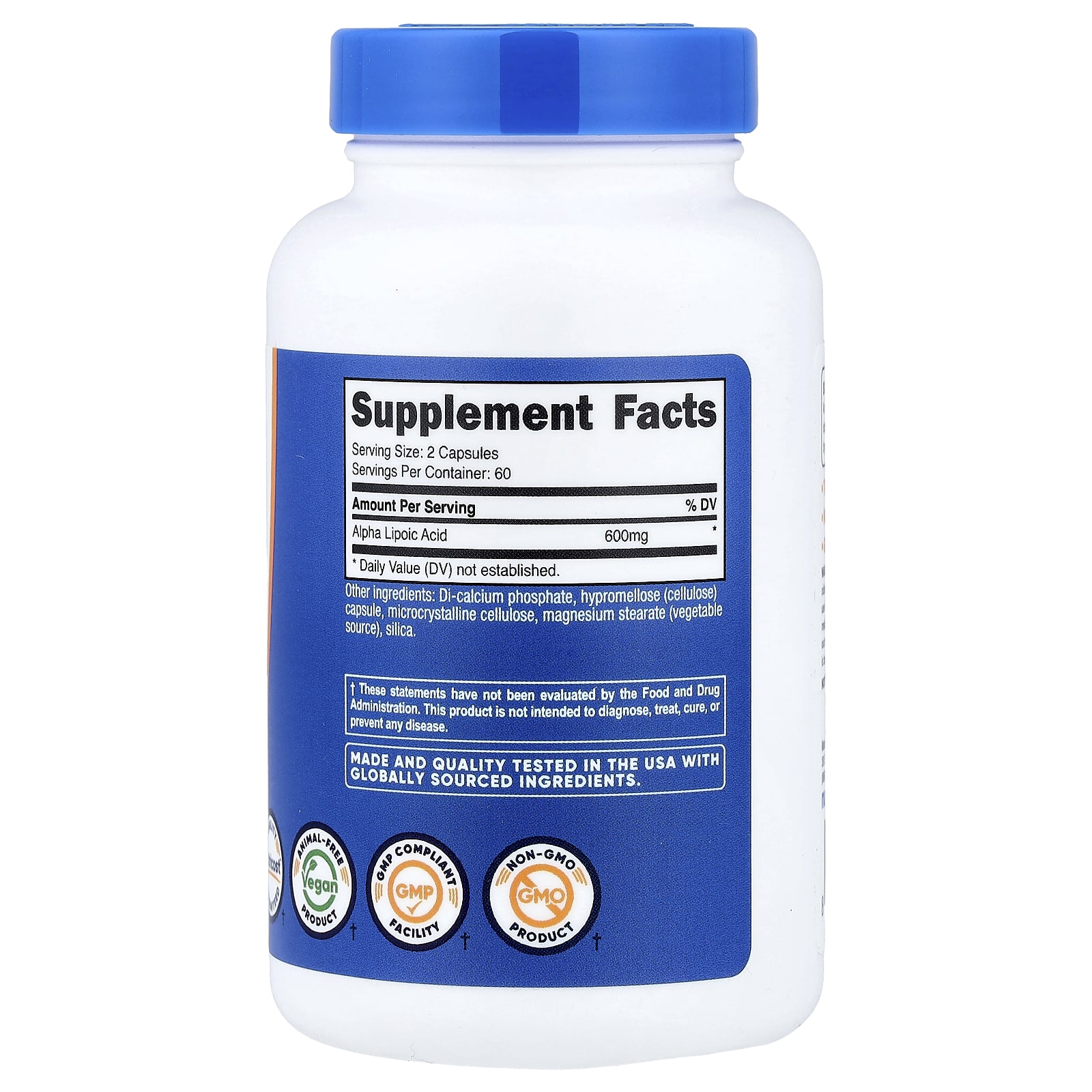 Nutricost Alpha Lipoic Acid – 120 gélules — photo 2 sur 2