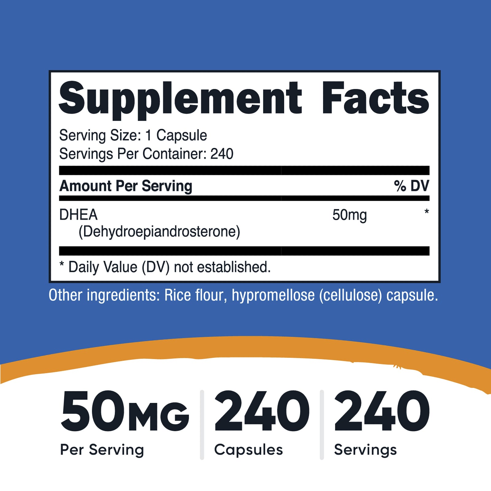 Nutricost DHEA – 50 mg – 240 gélules — étiquette 1