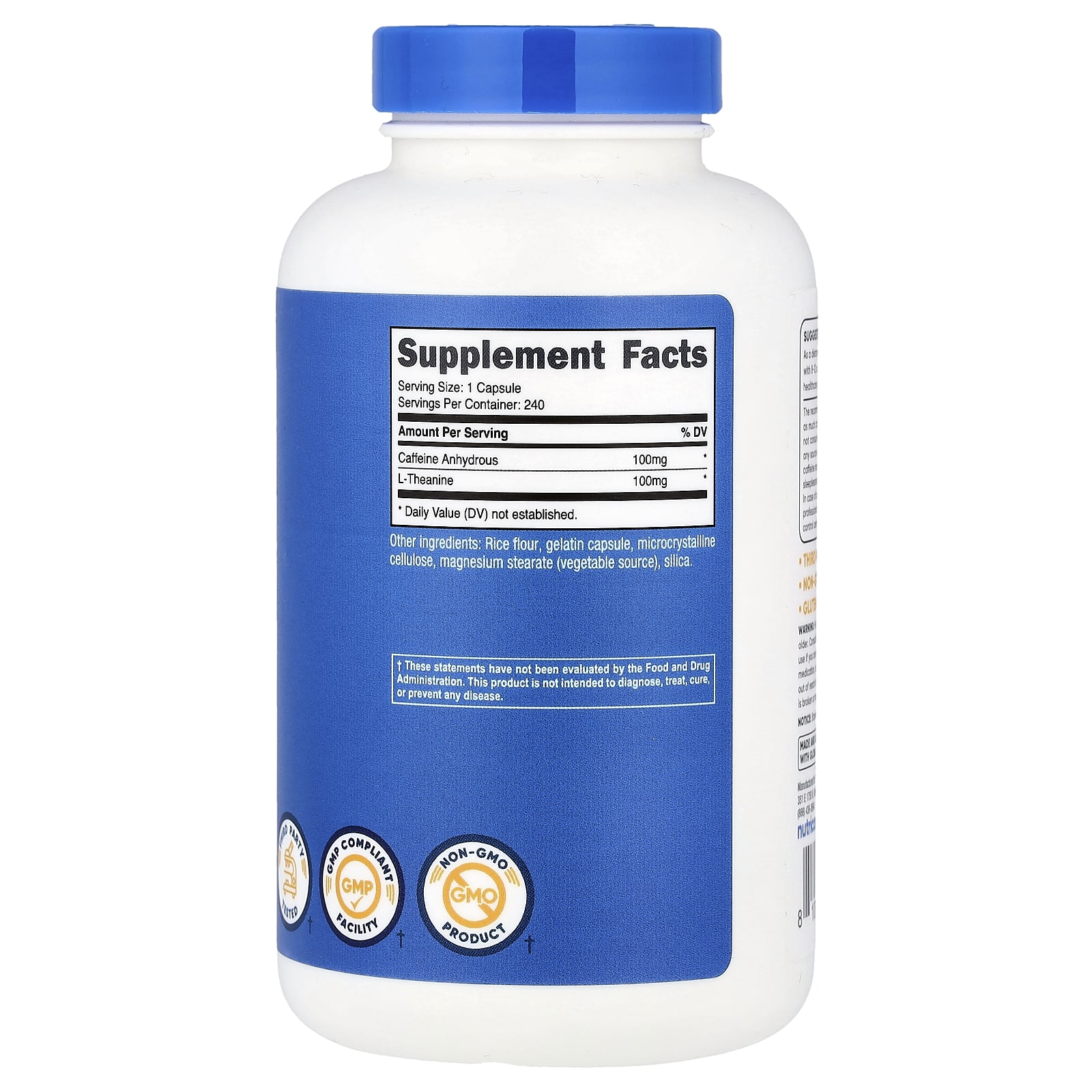 Nutricost Caffeine with L-Theanine – 240 gélules — photo 2 sur 2