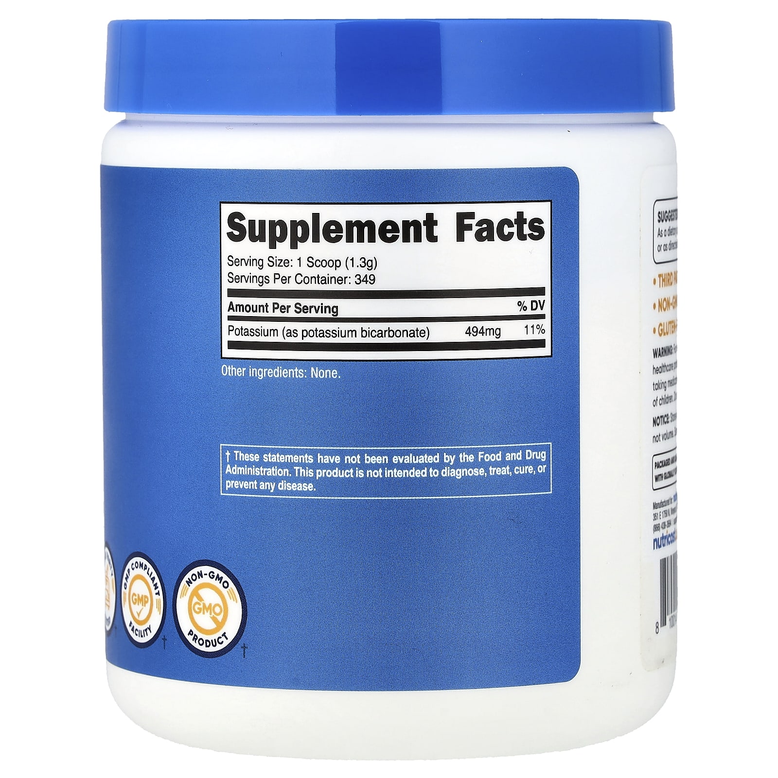 Nutricost Potassium Bicarbonate – Sans arôme – 454 g — photo 2 sur 2