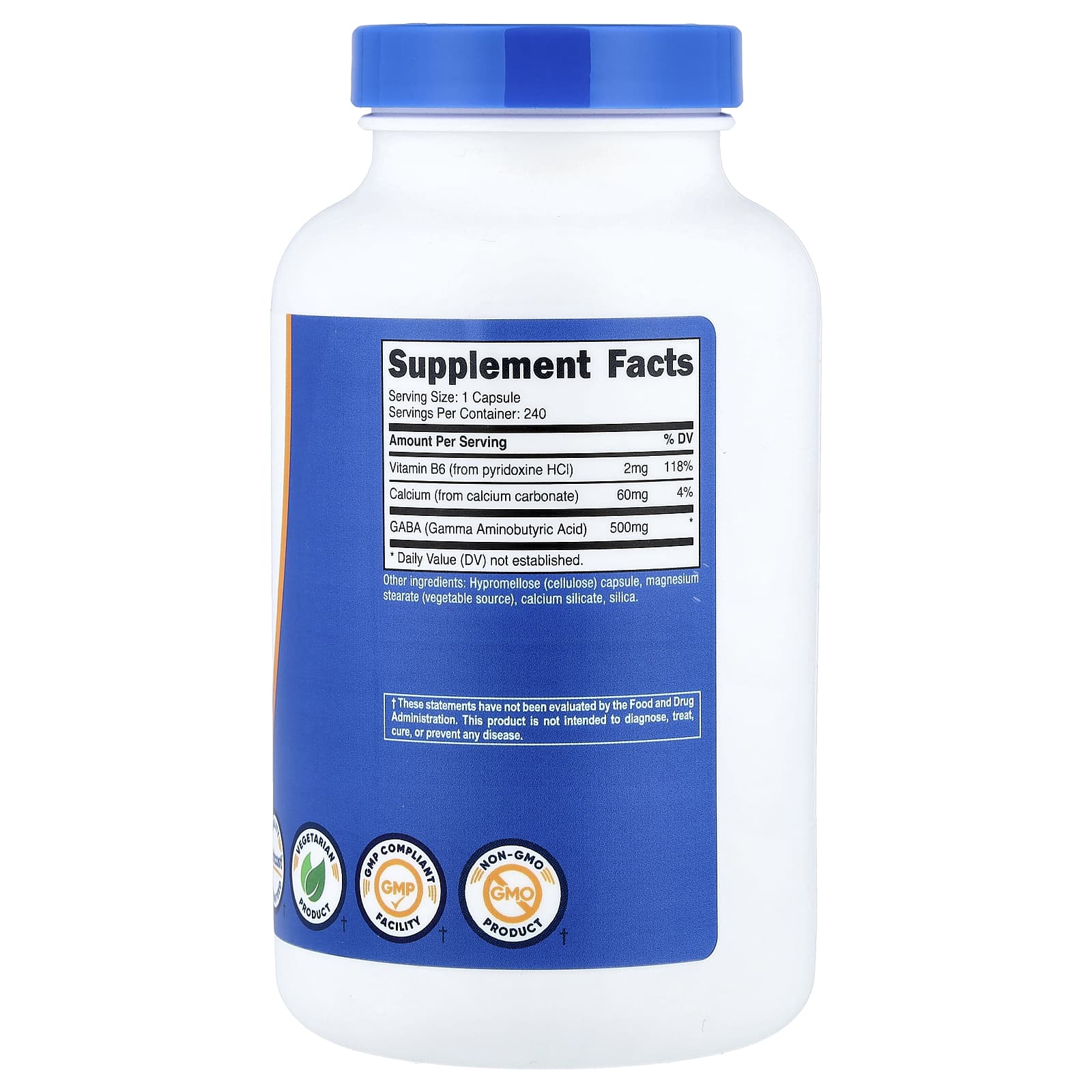 Nutricost GABA with Vitamin B6 – 240 gélules — photo 2 sur 2