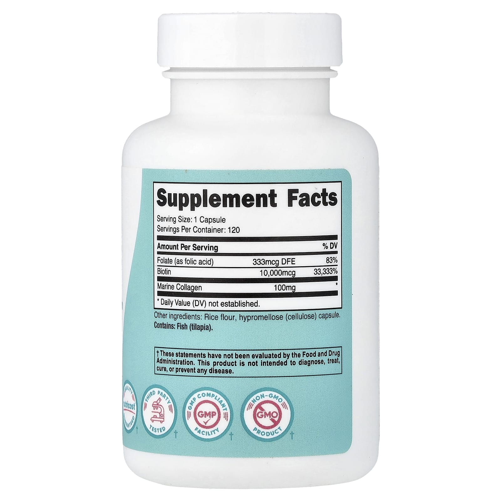 Nutricost Women, Biotin With Folate & Collagen – 120 gélules — photo 2 sur 2