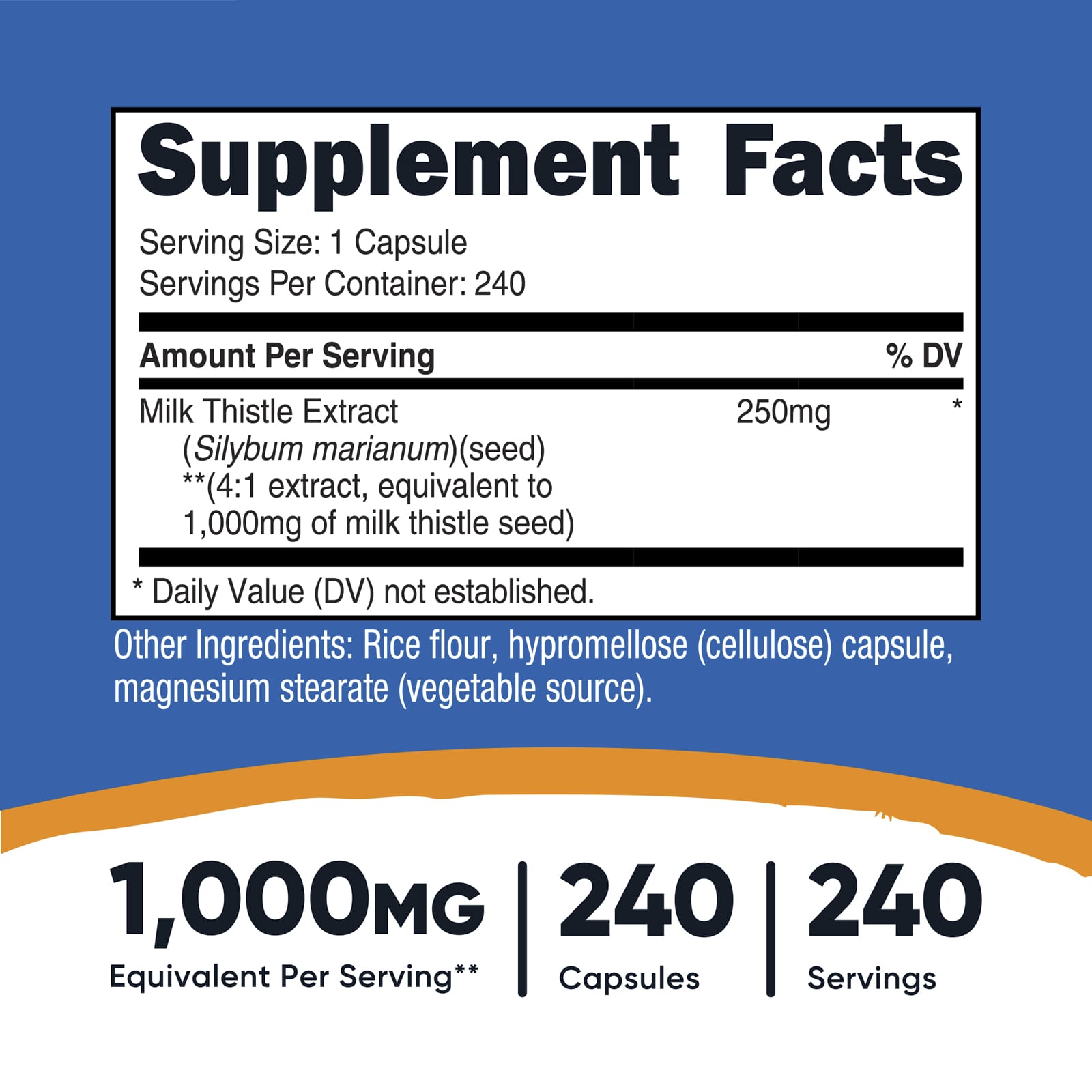 Nutricost Milk Thistle – 240 gélules — étiquette 1