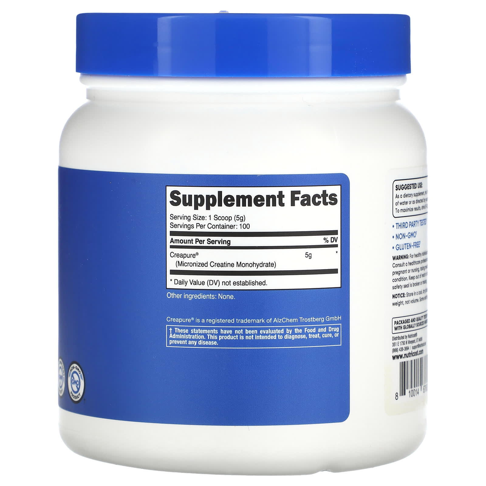 Nutricost Performance, Creatine Monohydrate – Sans arôme – 500 g — photo 2 sur 2