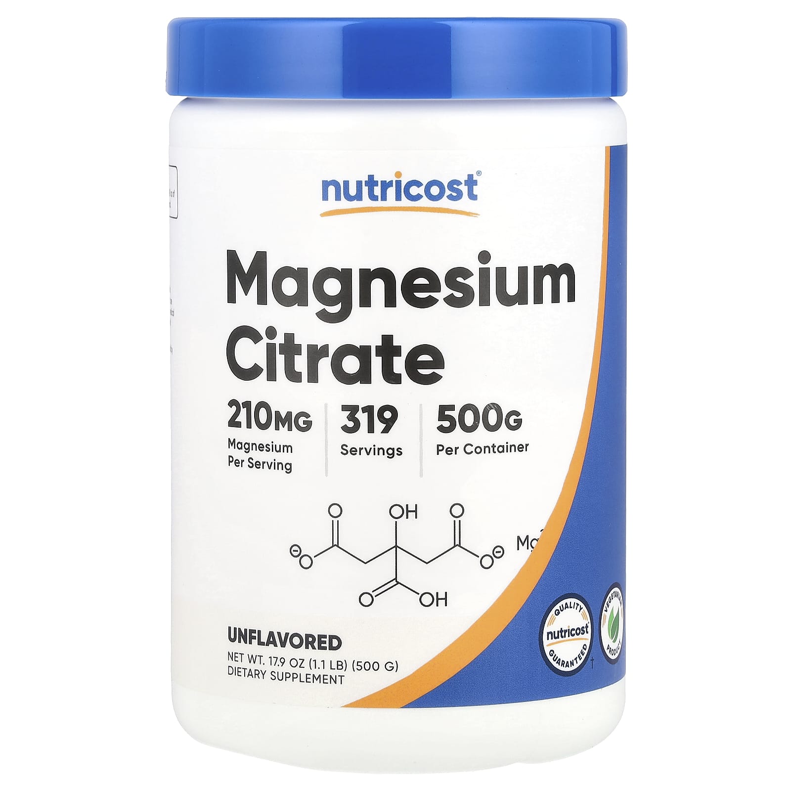 Nutricost Magnesium Citrate – Sans arôme – 500 g — Tunisie