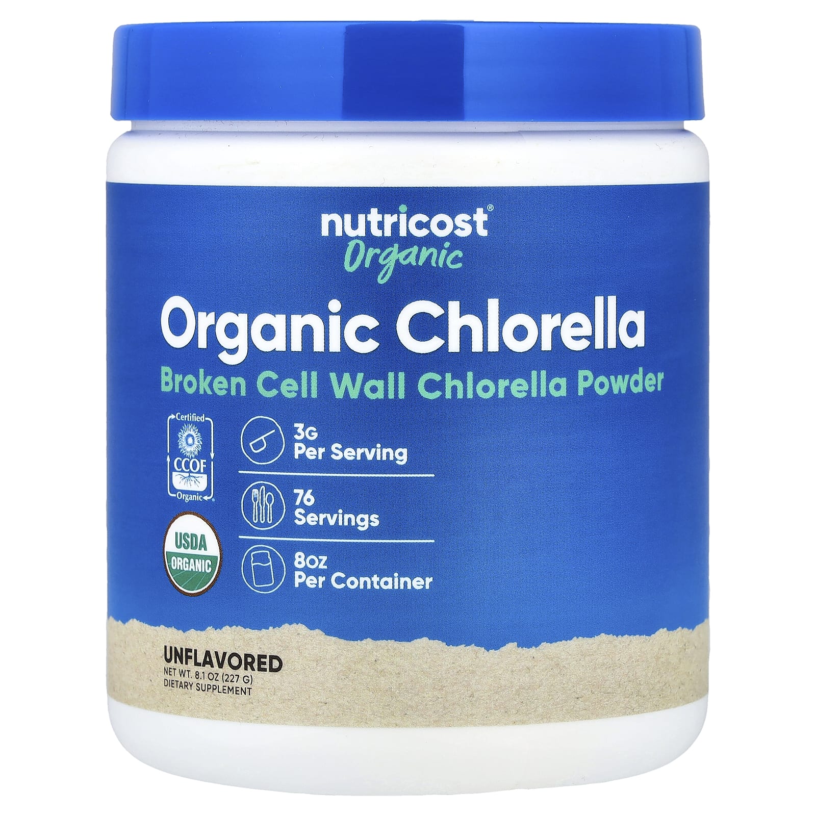 Nutricost Organic Chlorella – Sans arôme – 227 g — Tunisie