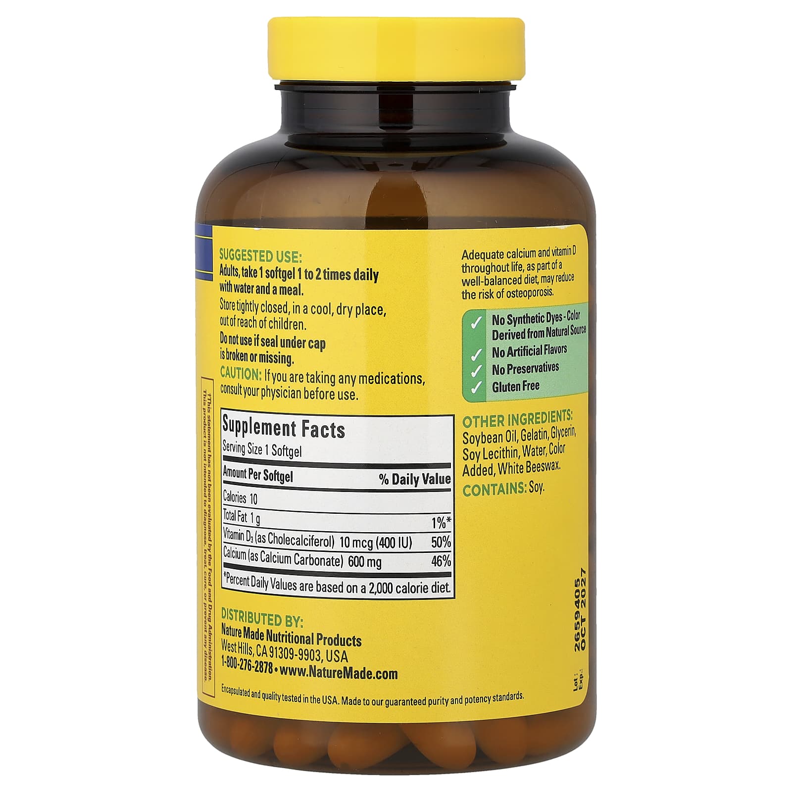 Nature Made Calcium with Vitamin D3 – 100 capsules molles — photo 2 sur 2