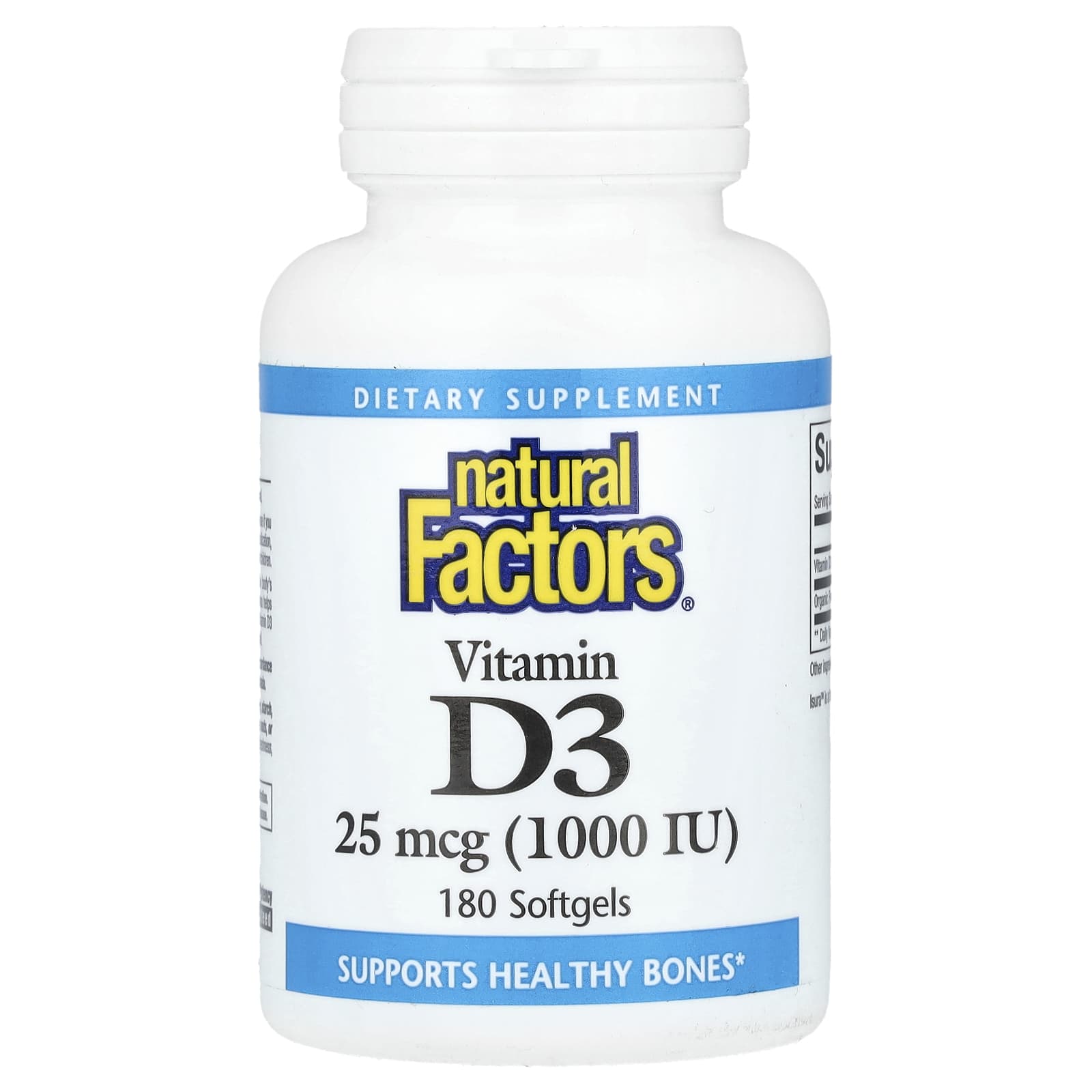 Natural Factors Vitamin D3 – 180 capsules molles — Tunisie