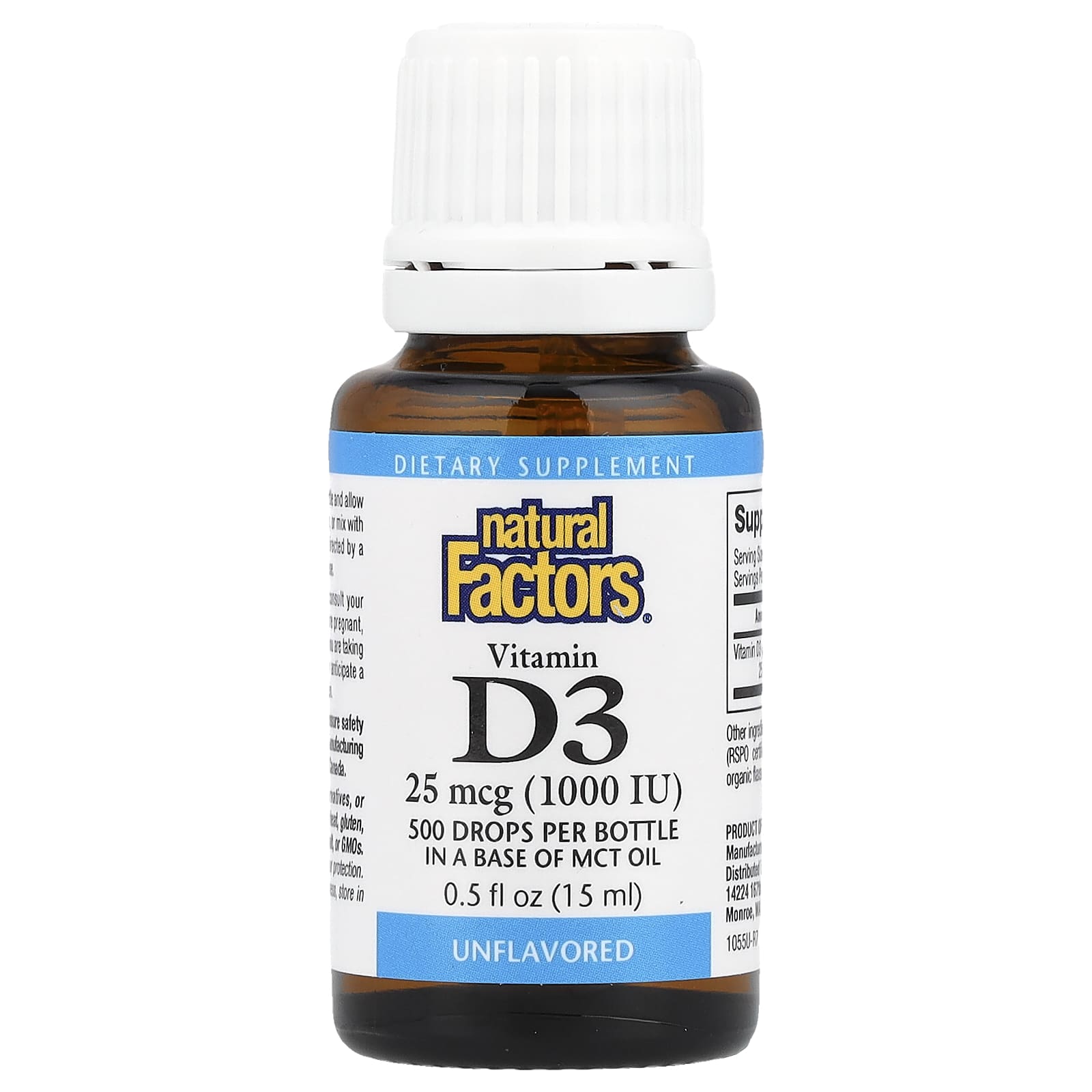 Natural Factors Vitamin D3 Drops – Sans arôme – 15 ml — étiquette 1