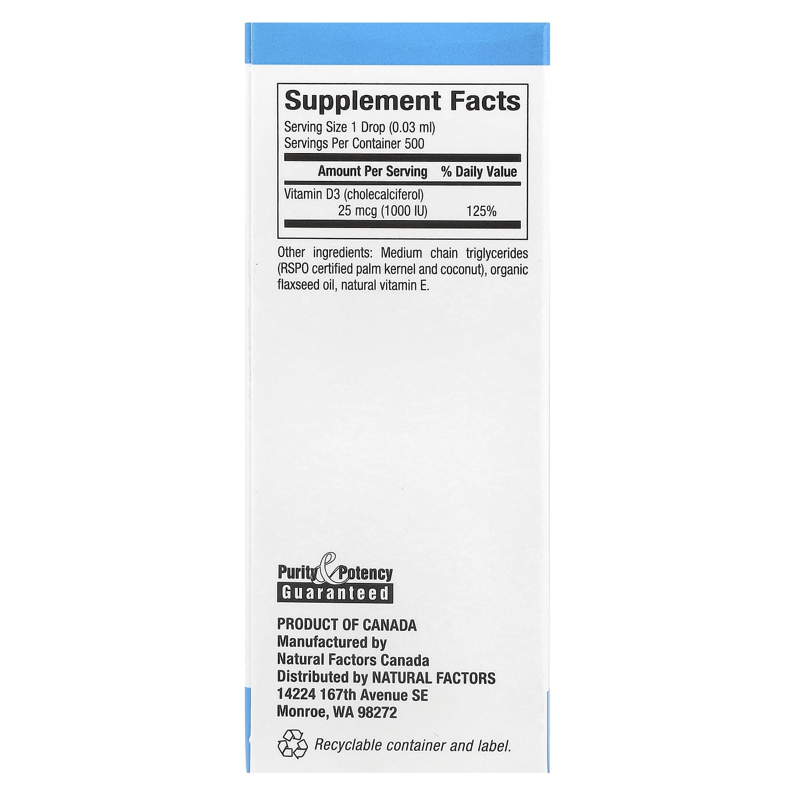 Natural Factors Vitamin D3 Drops – Sans arôme – 15 ml — photo 2 sur 2