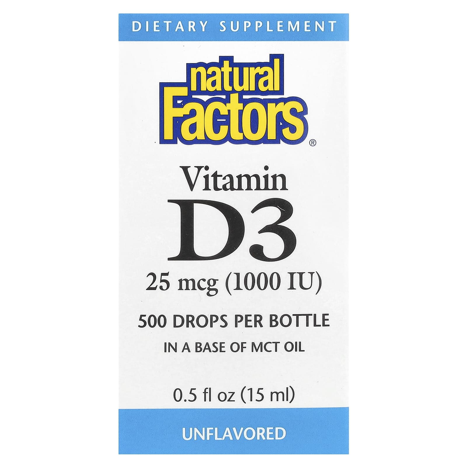 Natural Factors Vitamin D3 Drops – Sans arôme – 15 ml — Tunisie