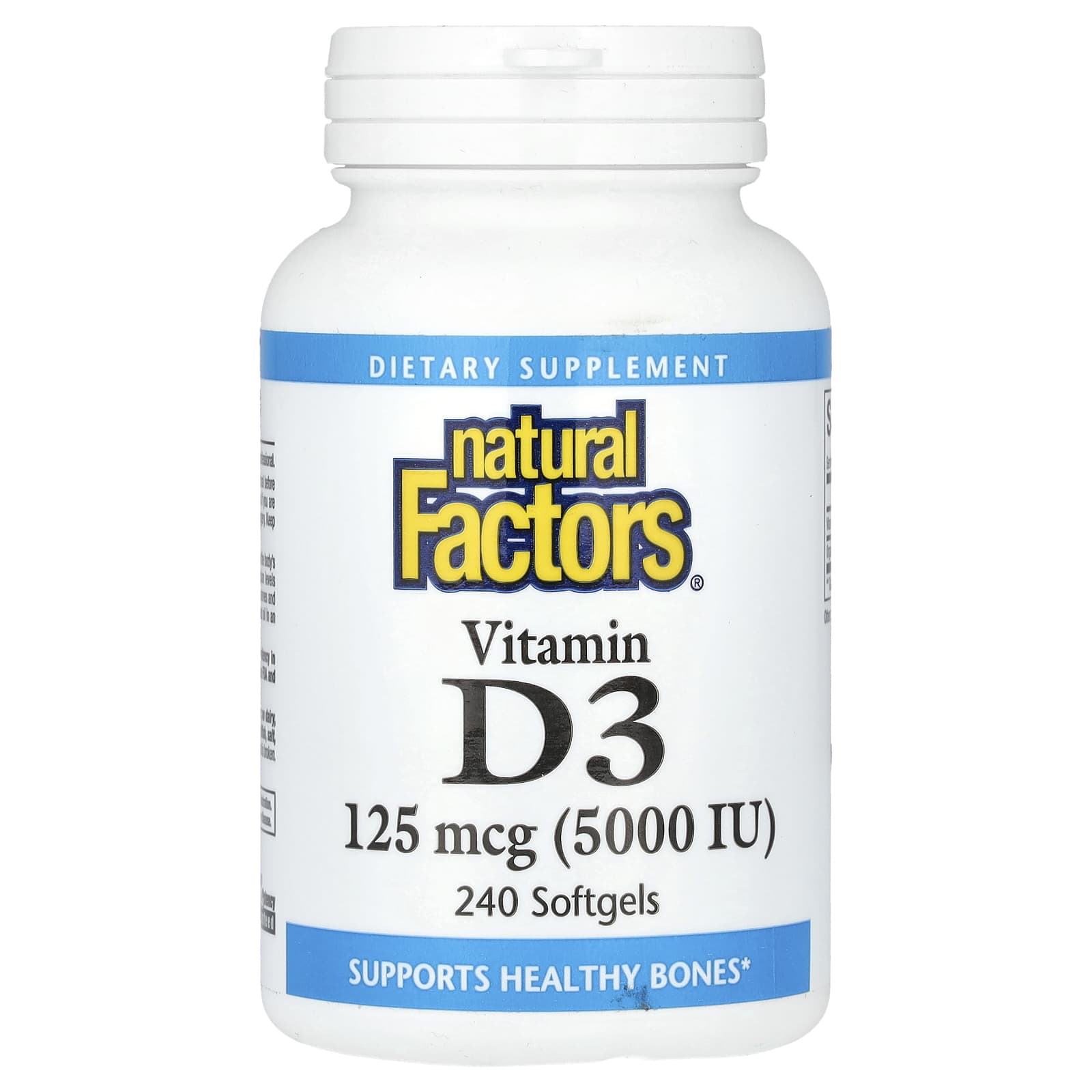 Natural Factors Vitamin D3 – 125 µg – 240 capsules molles — Tunisie